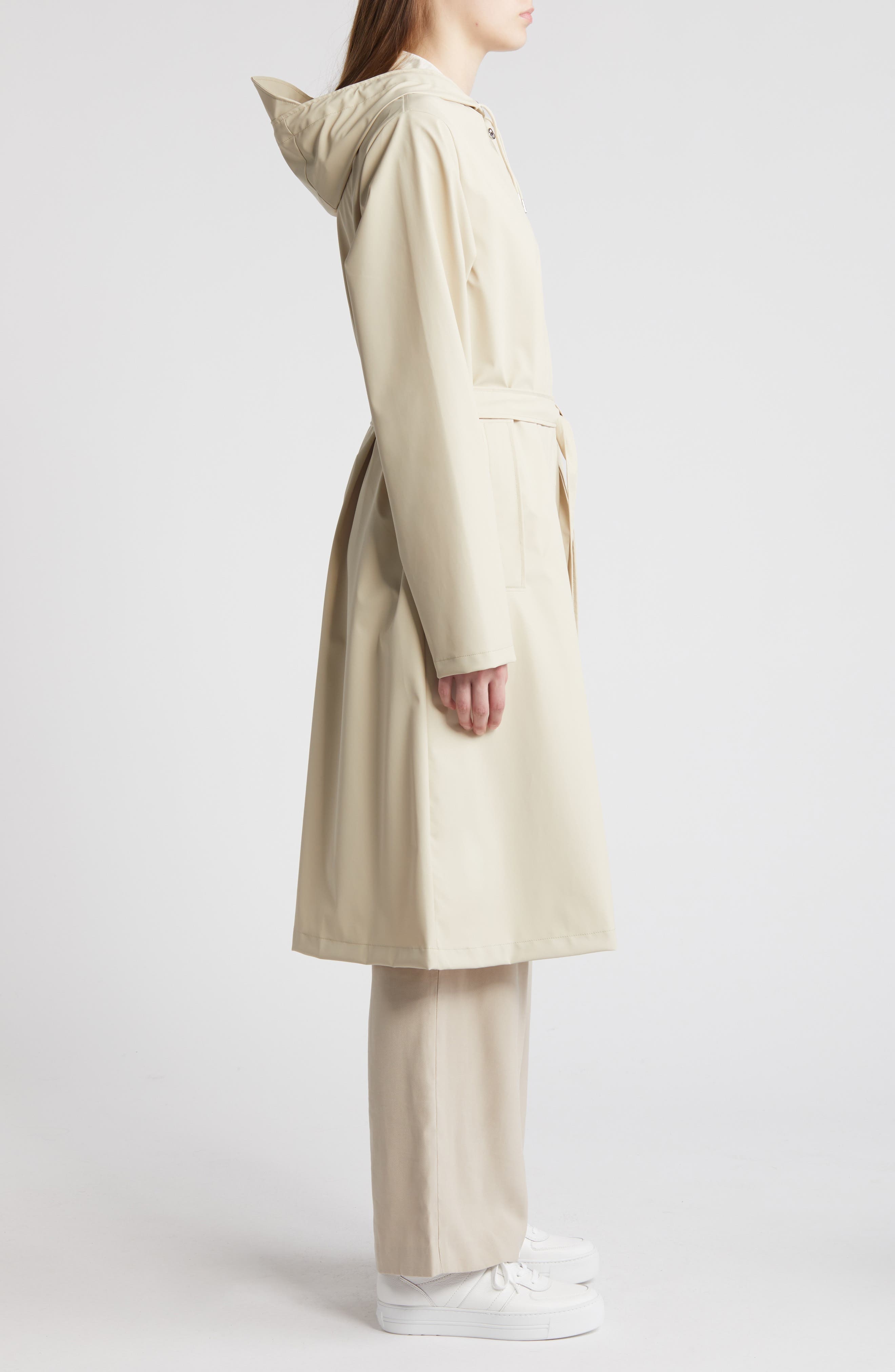 Rains Waterproof A-Line Long Raincoat in Dune at Nordstrom - 3