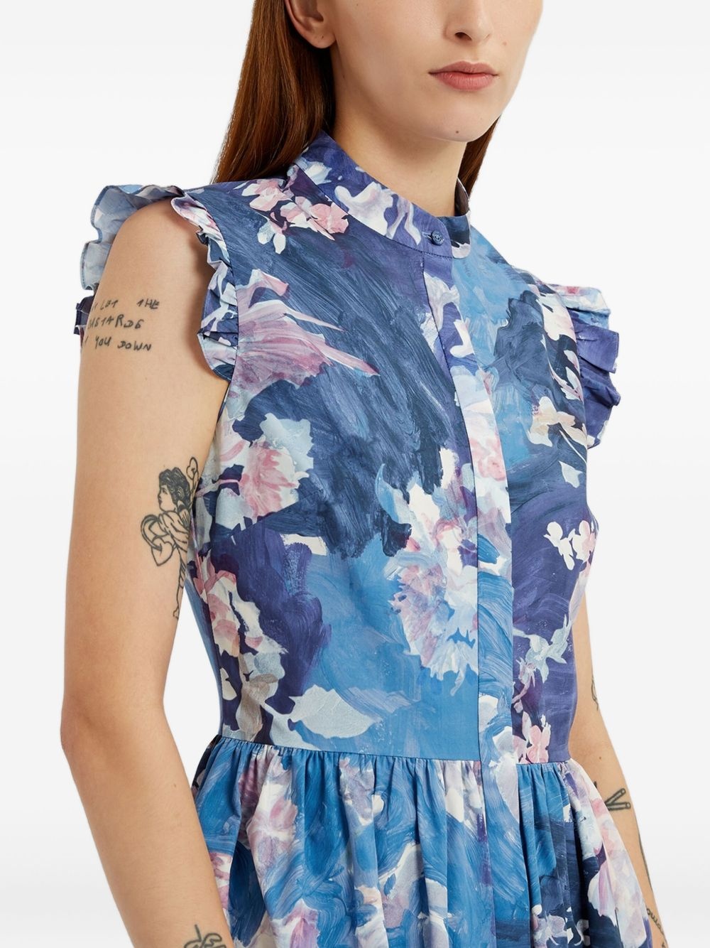 ruffled floral-print dress - 5