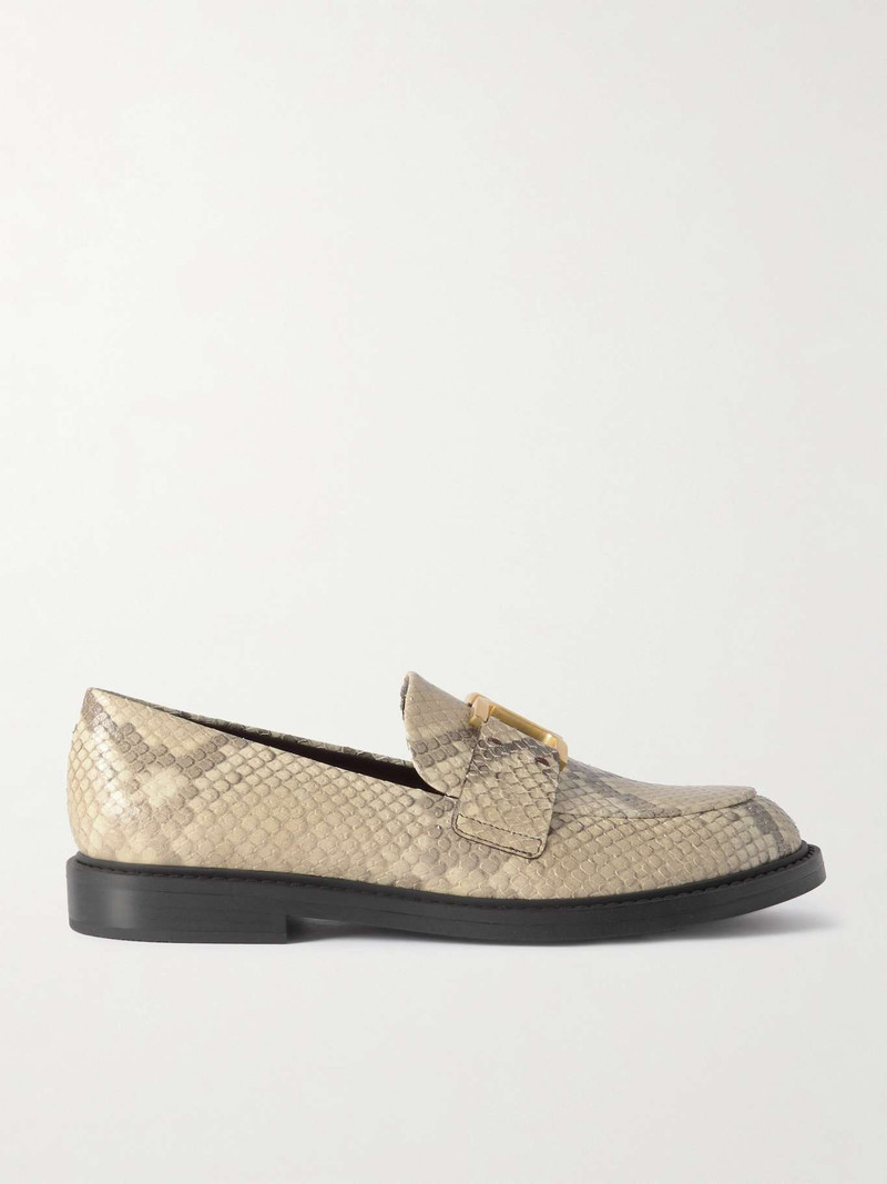 Marcie buckled snake-effect leather loafers 1