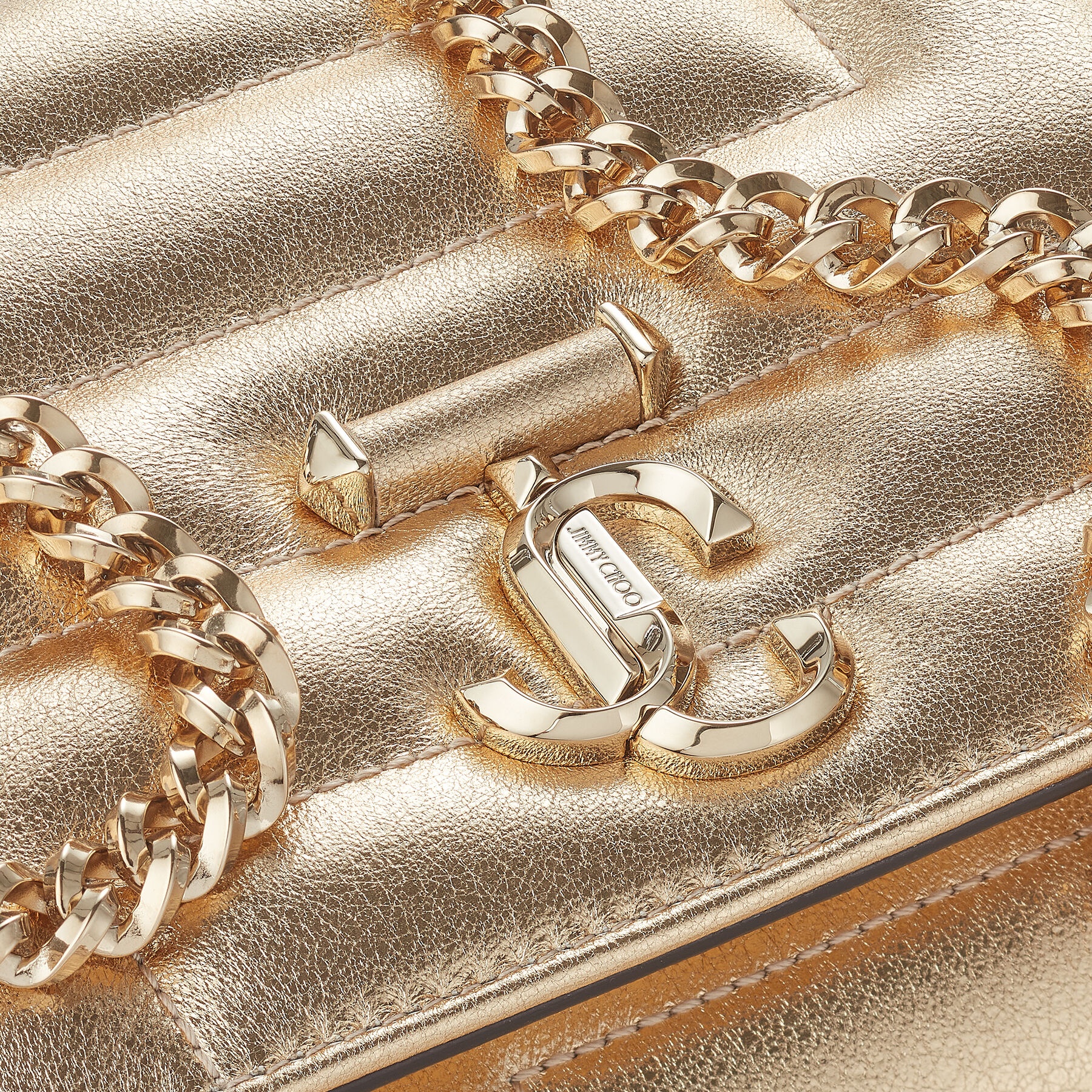 Varenne Avenue Clutch
Gold Avenue Metallic Nappa Leather Clutch Bag with Light Gold JC Emblem - 5