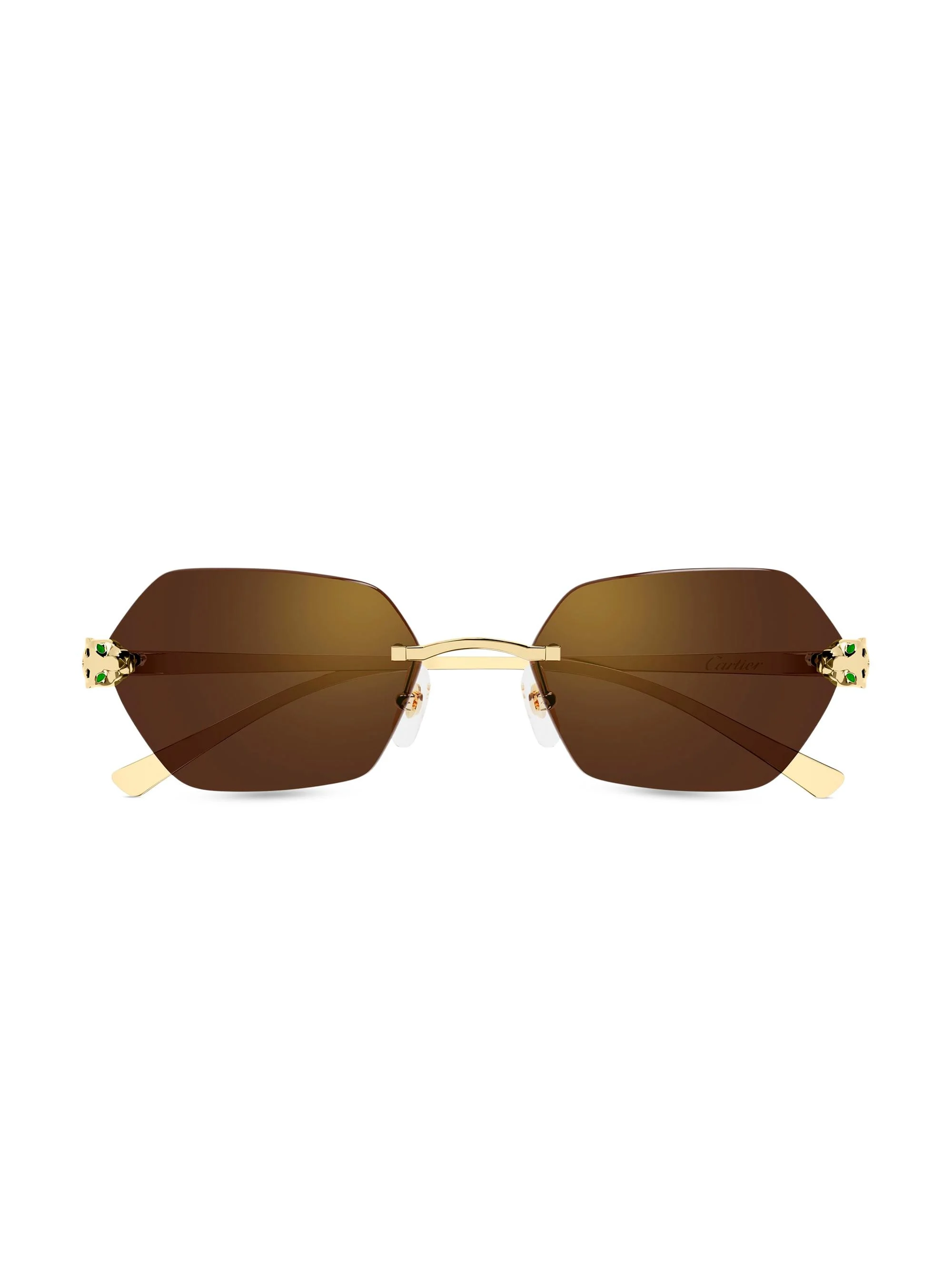 Women's Panthère Classic 55MM 24K-Gold-Plated Geometric Sunglasses - Gold Brown - 1