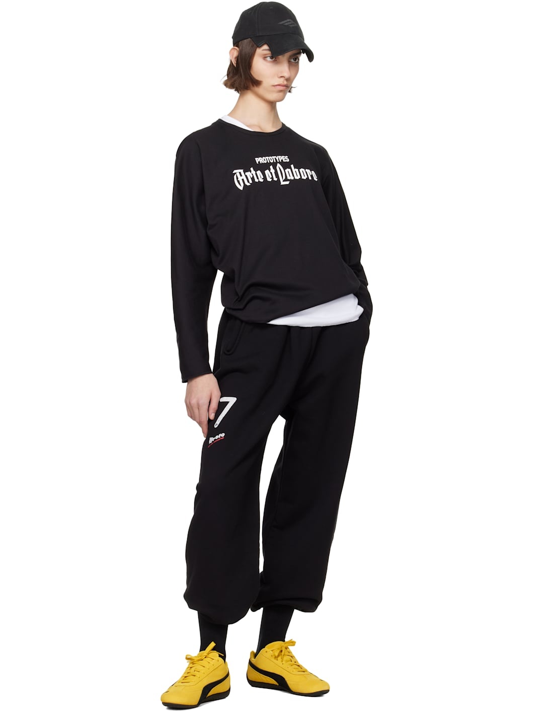 Black '07' Cropped Lounge Pants - 5