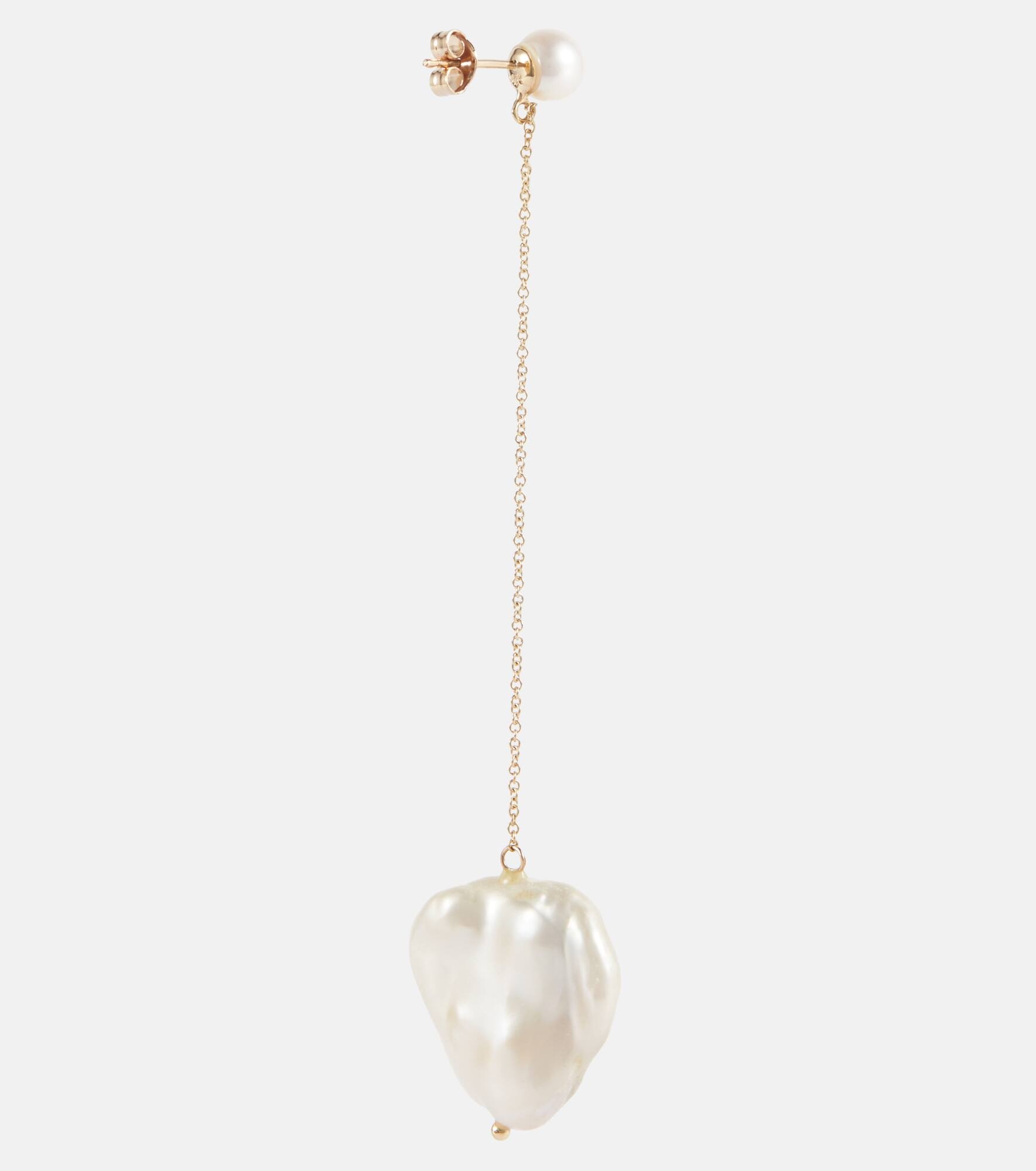 14kt gold drop earrings with pearls - 5