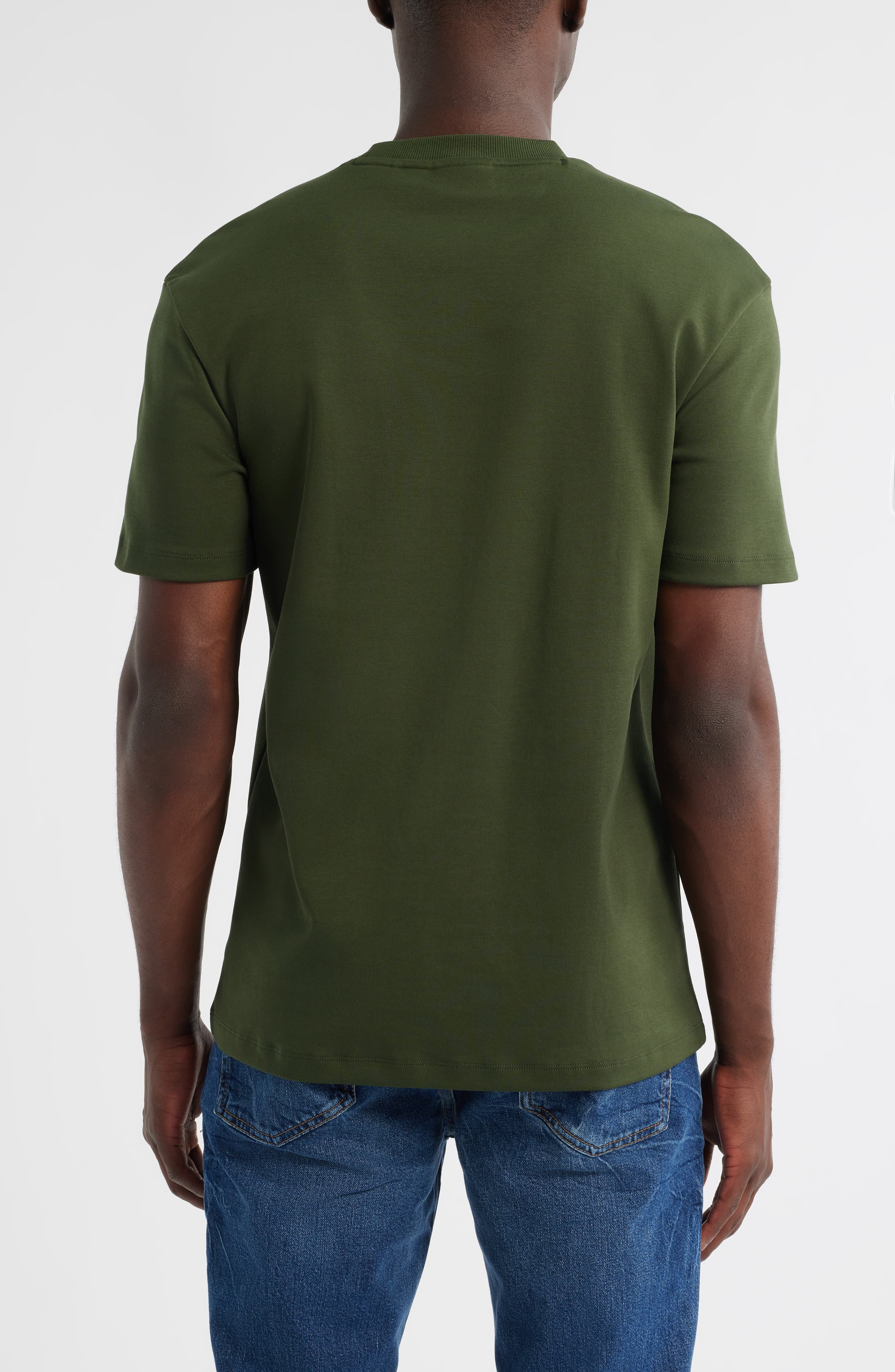 HUGO Dalile Logo Badge Cotton T-Shirt in Dark Green at Nordstrom - 2