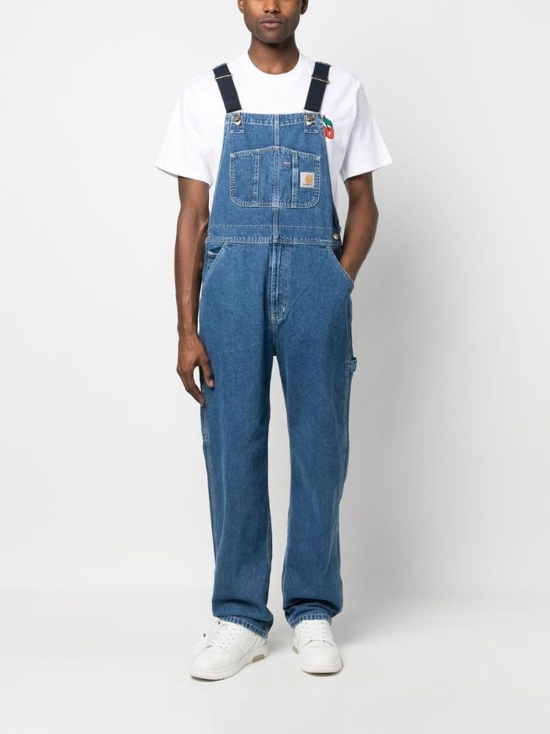 logo-patch straight-leg dungarees - 2