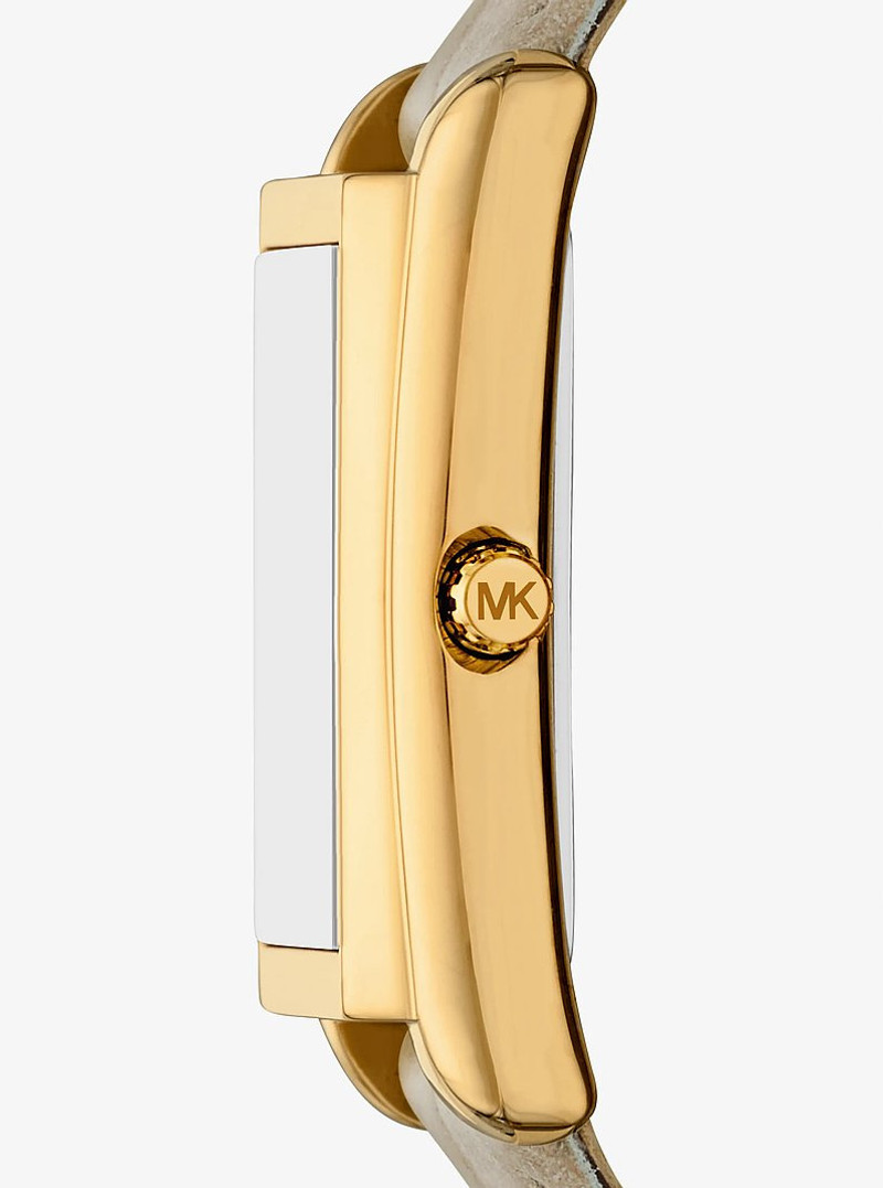 MICHAEL KORS Essex Gold-Tone and Crocodile Embossed Leather Watch outlook