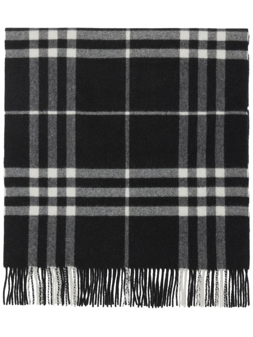 check-print fringed cashmere scarf - 2