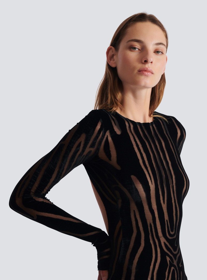 Long zebra-print velvet dress 8
