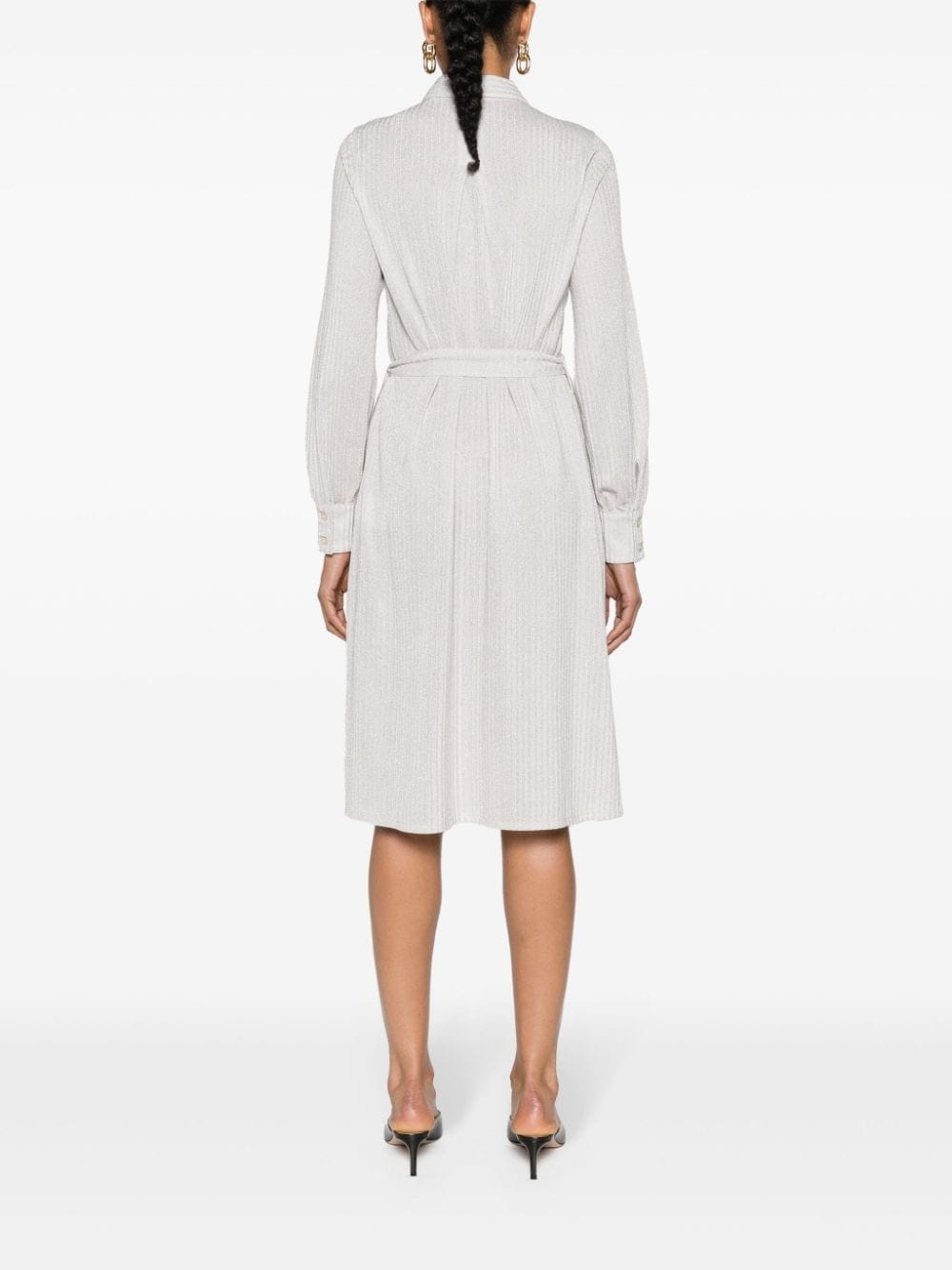 lamÃ©-effect belted shirtdress - 4