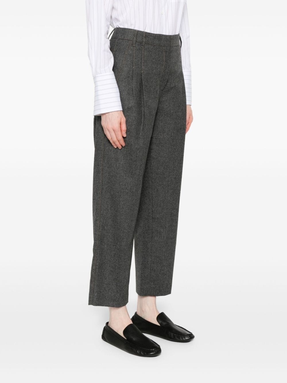 pleated felted straight trousers - 3