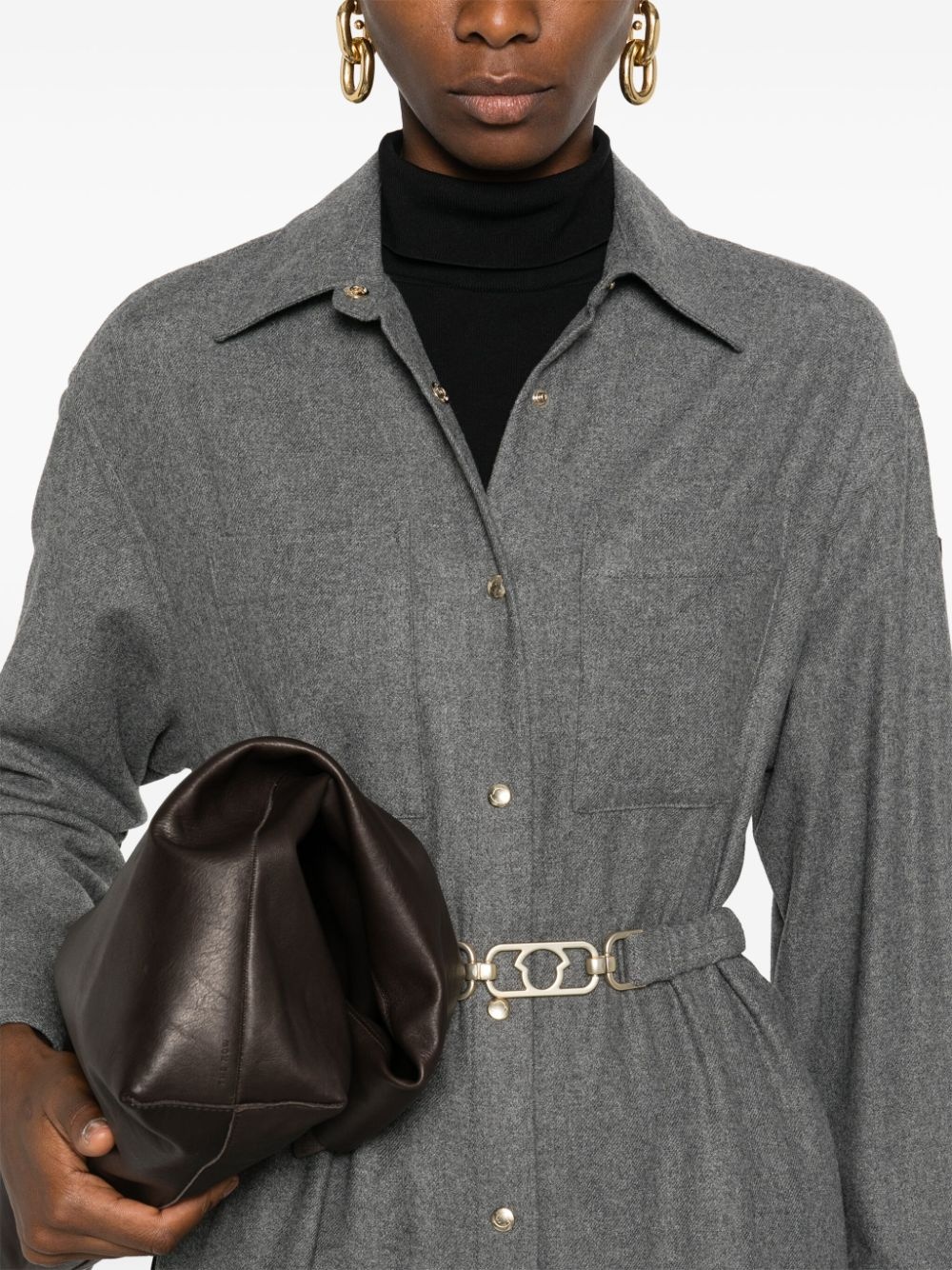 logo-patch shirt dress - 5