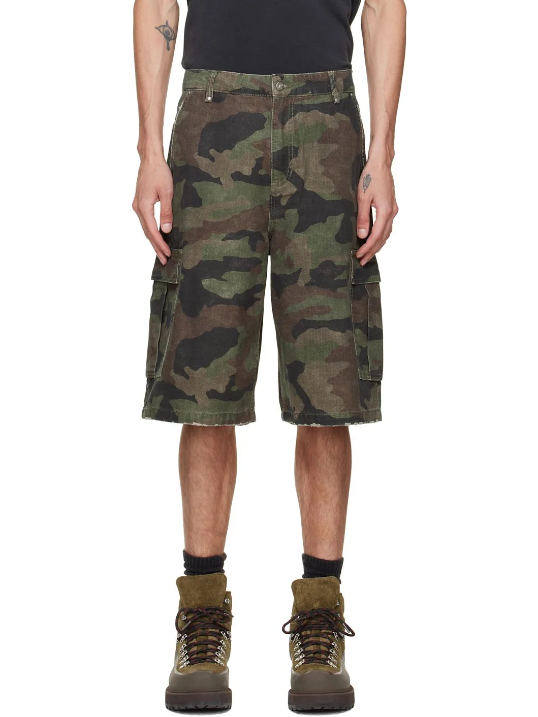 Green Camo Cargo Shorts - 1