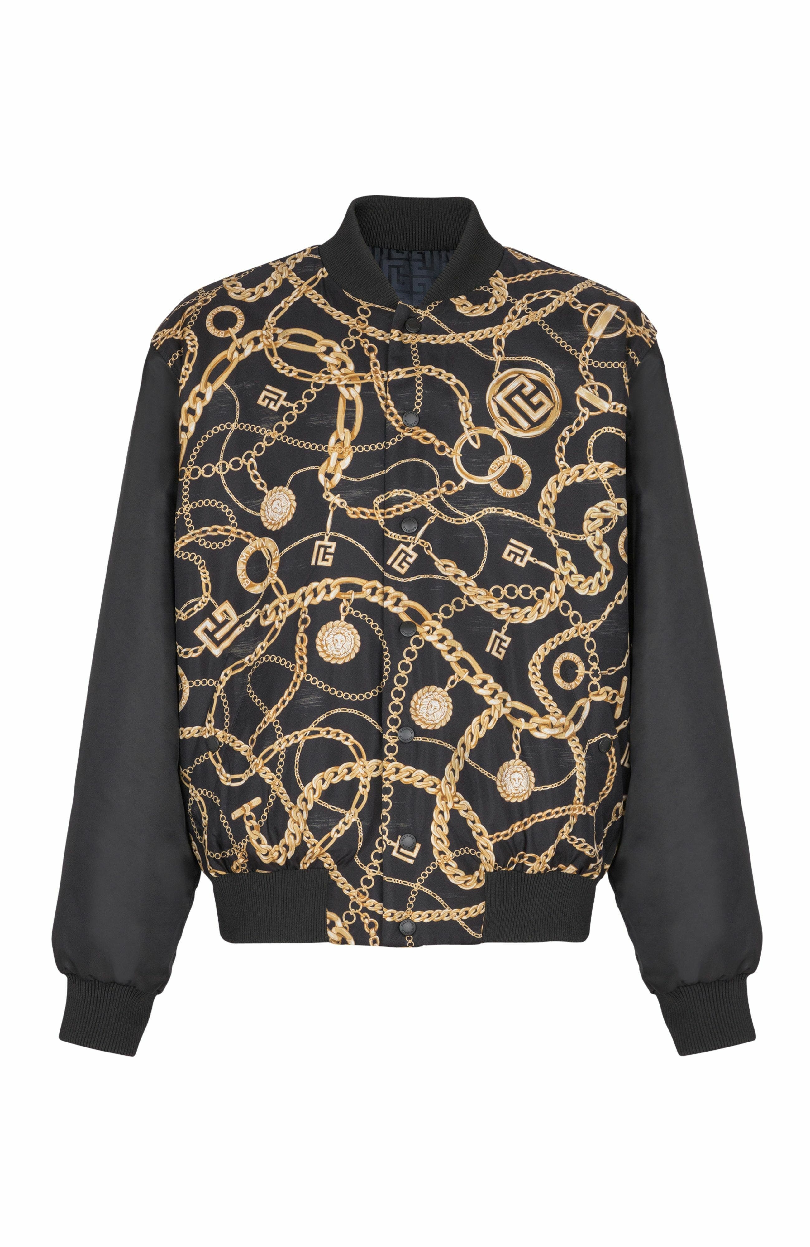 Balmain Reversible printed bomber jacket with Chaînes pattern in Black at Nordstrom - 5