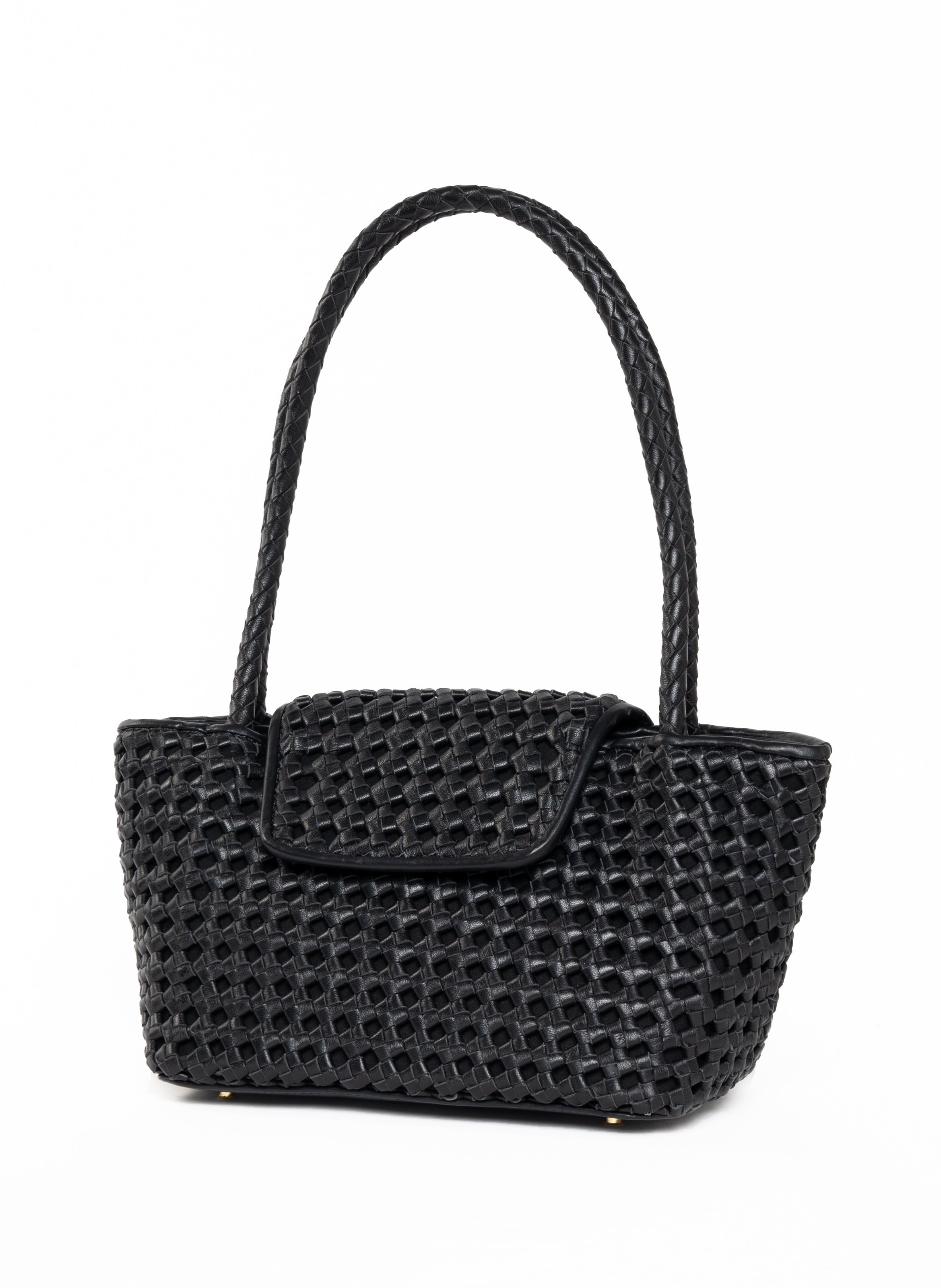 Courrier Tote Woven Leather Black - 3