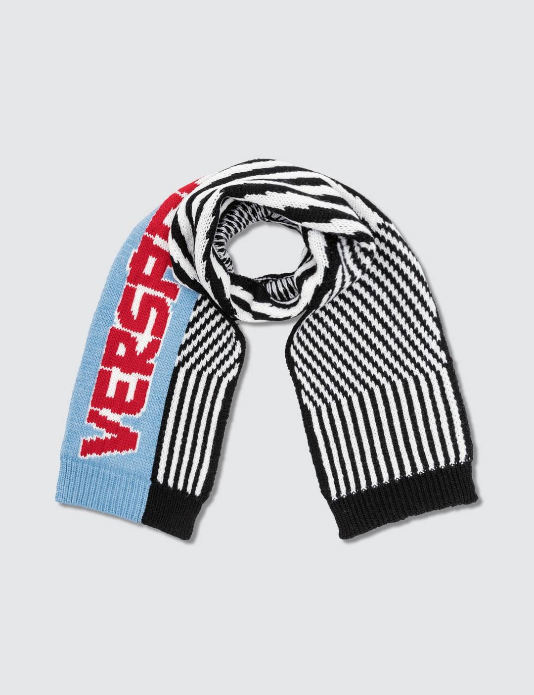 Striped Logo Knitted Scarf - 1