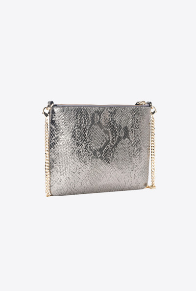 PINKO PINKO GALLERIA PUNCHED REPTILE-PRINT CLASSIC FLAT LOVE BAG outlook