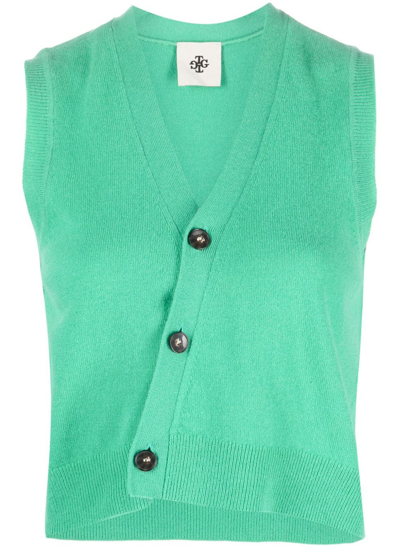 asymmetric V-neck knit vest 1