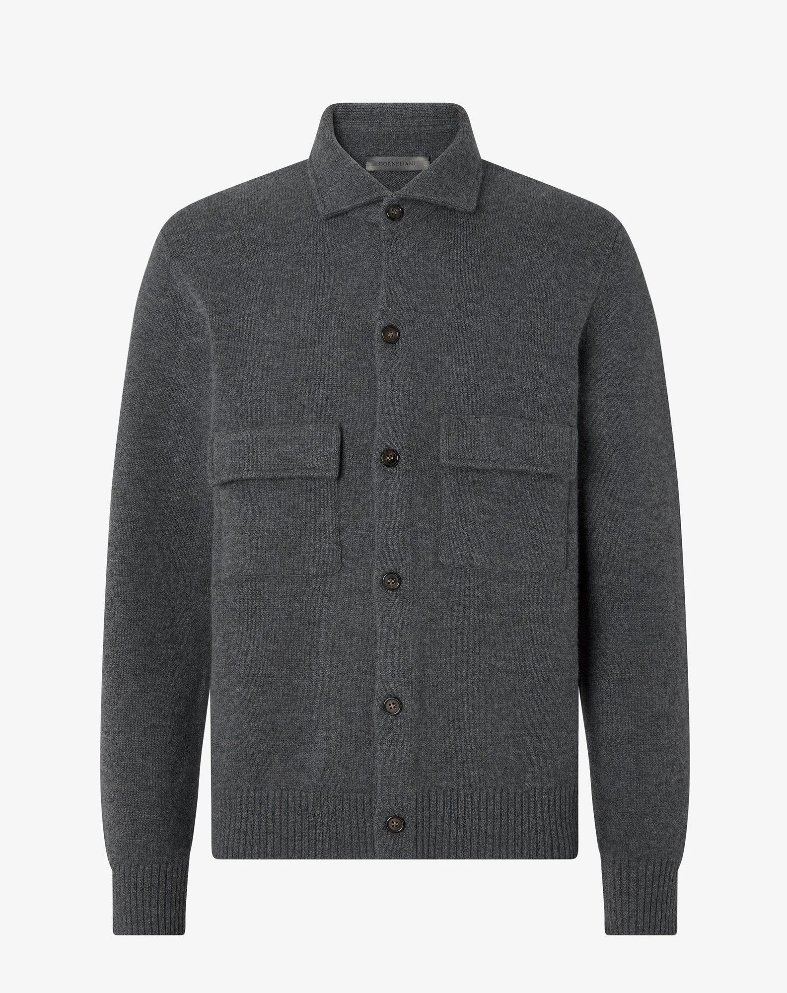 Melange grey wool and cashmere shirt - 1