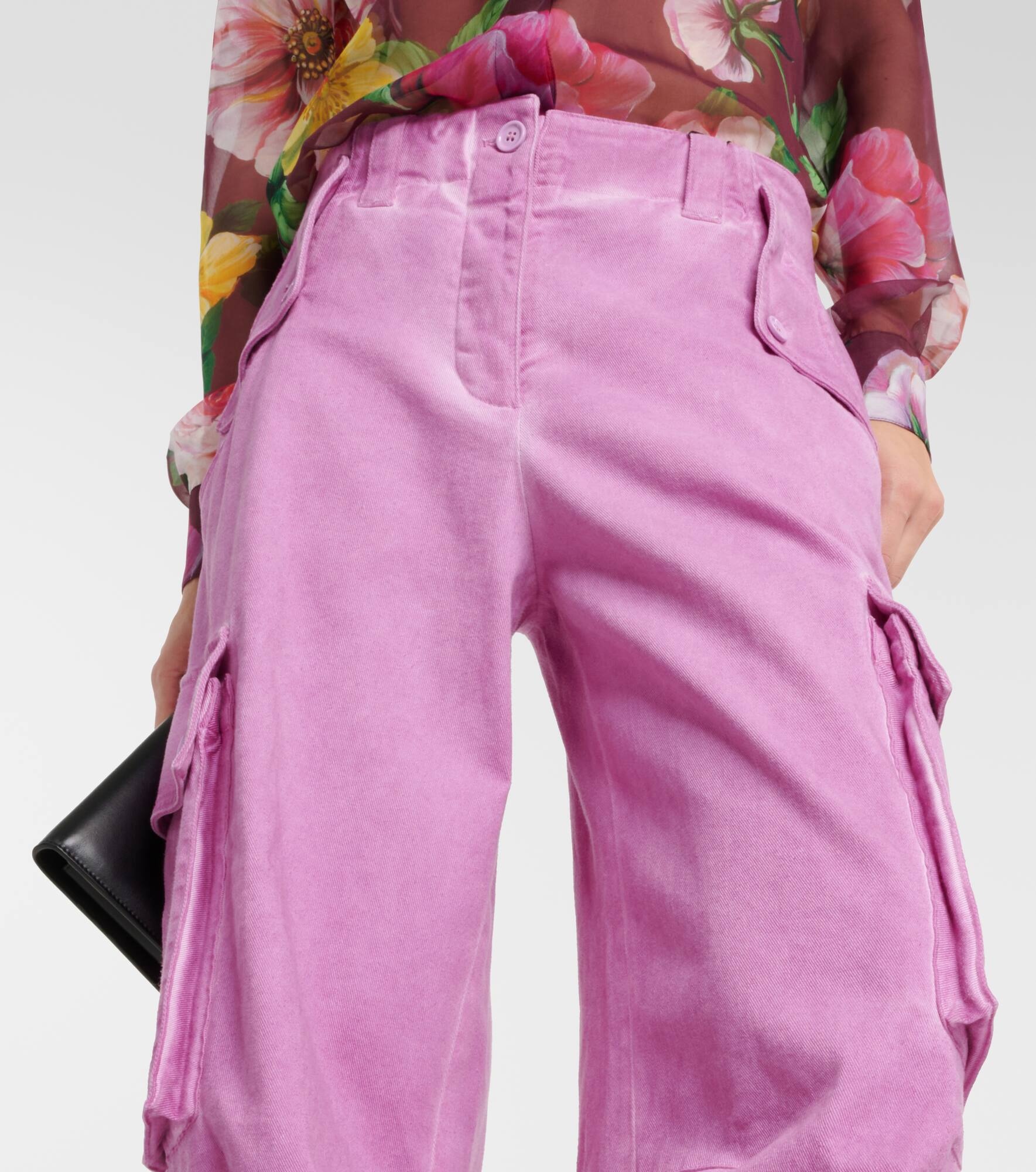 Mid-rise cotton flared cargo pants - 4
