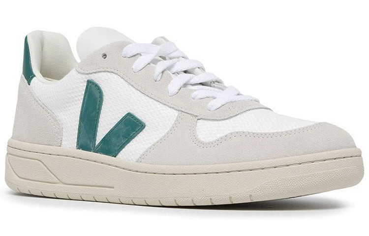 Veja V-10 B-Mesh Lace-Up Sneakers 'White Beige Green' VX0102796 - 2