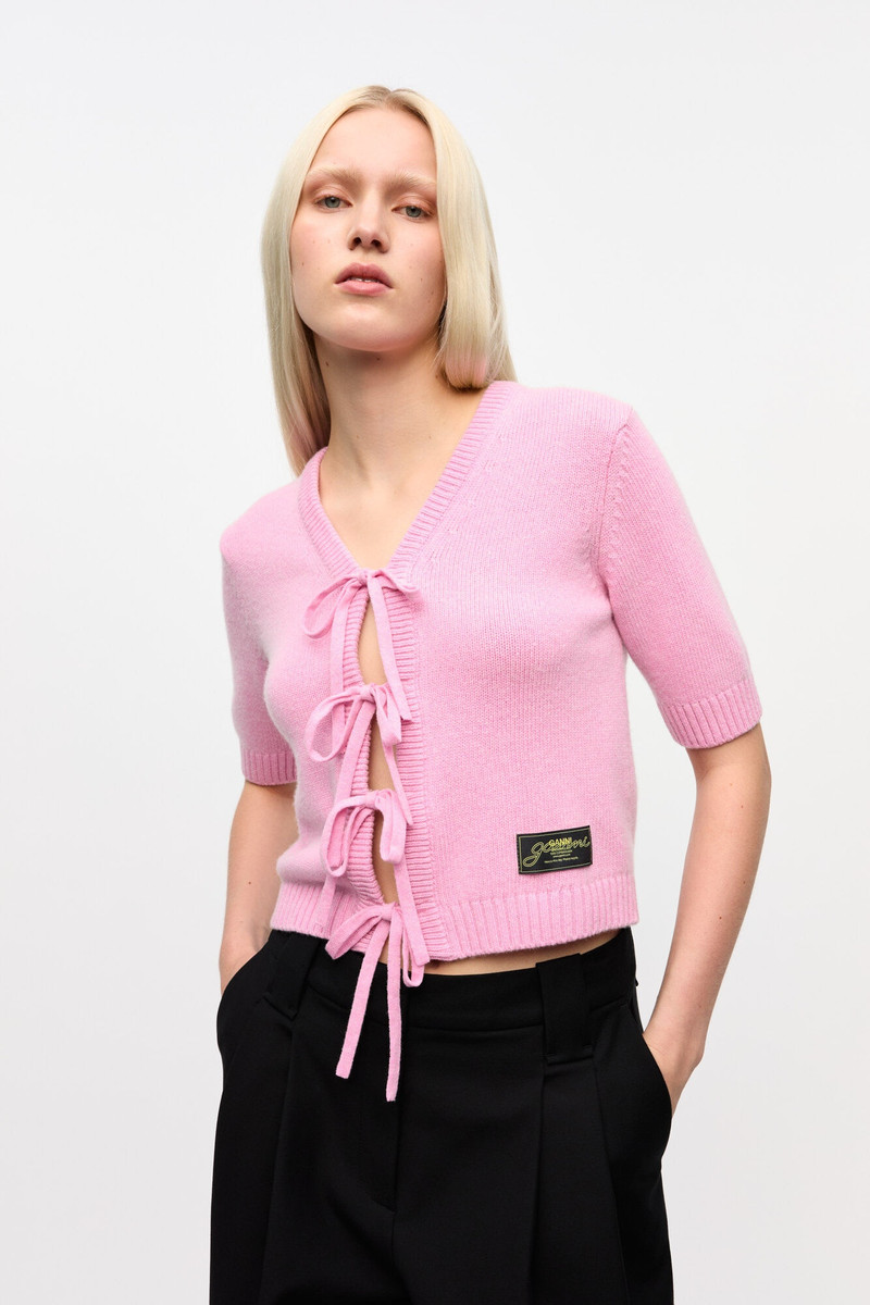 GANNI PINK FUTURE WOOL MIX CARDIGAN outlook