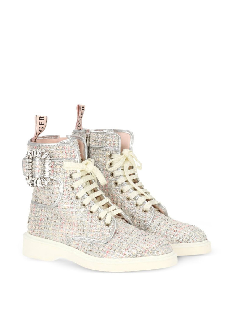 Roger Vivier buckle-embellished tweed boots outlook