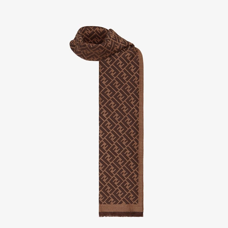 Brown silk and wool scarf - 2