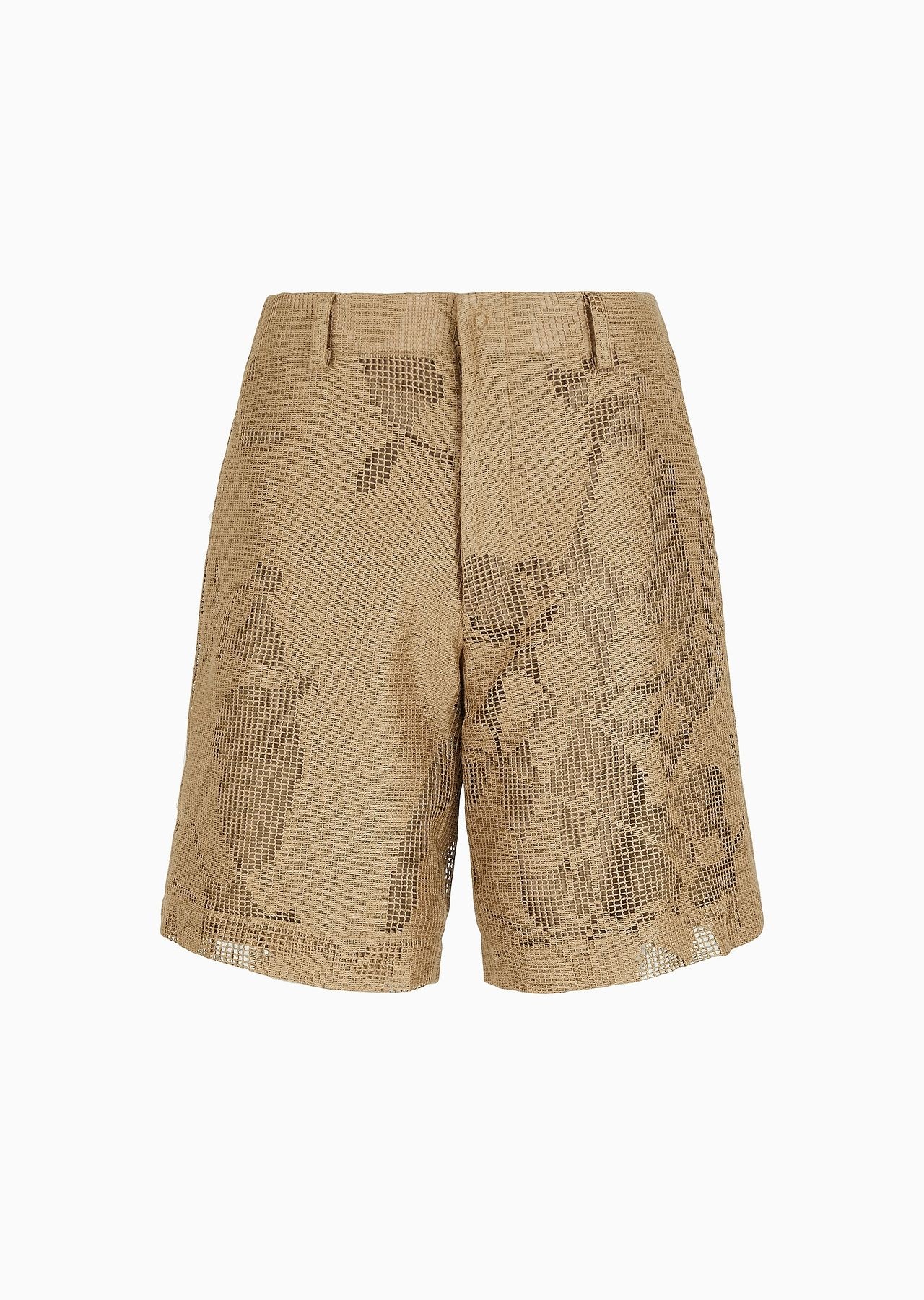 Cotton crêpe Bermuda shorts with crocheted ginkgo motif - 1