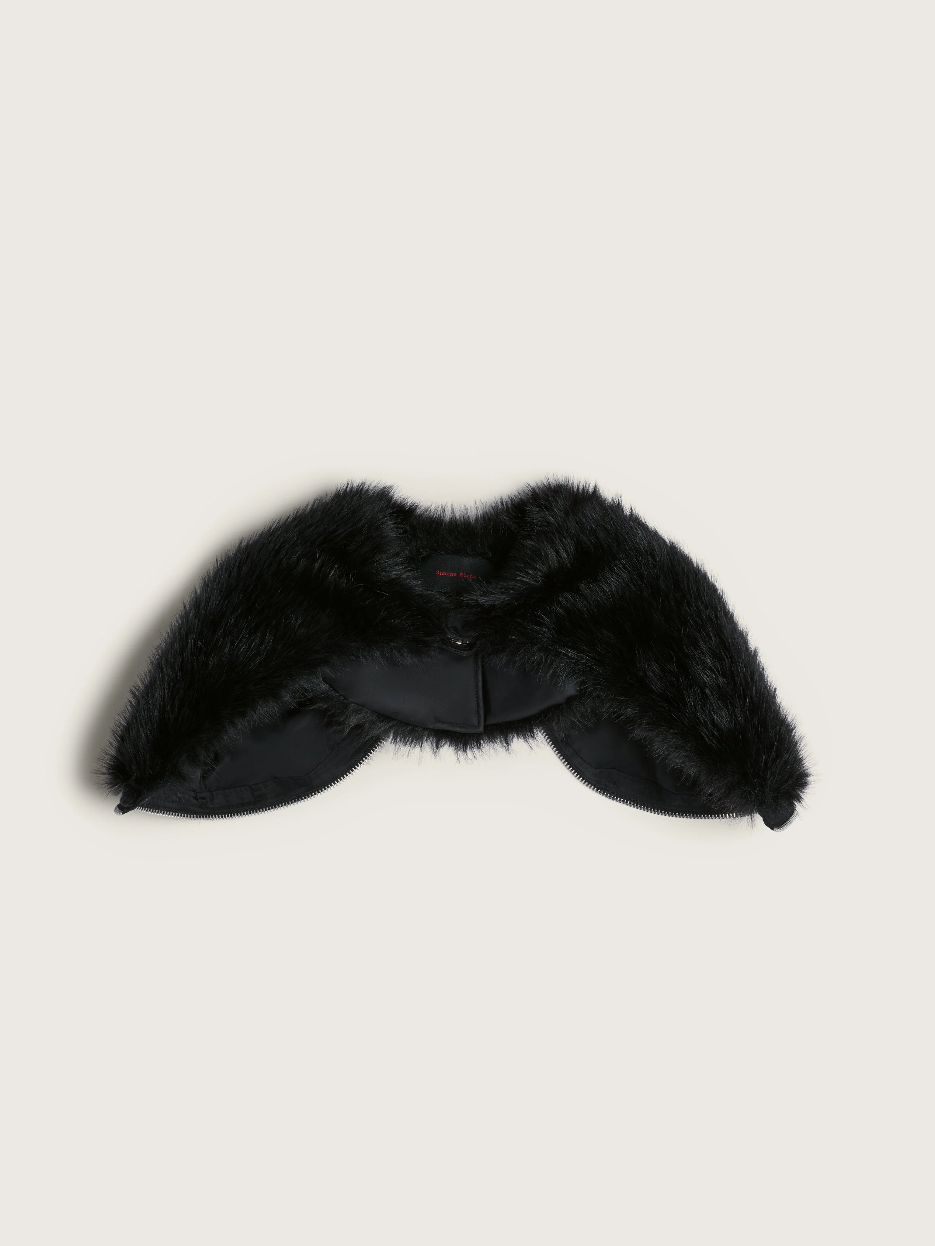 Split Faux Fur Zip Hood - 1