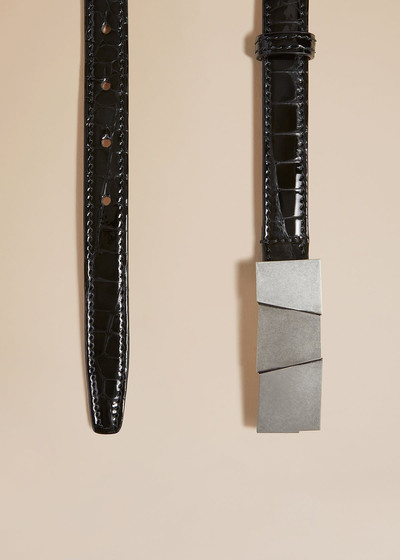KHAITE The Small Axel Belt in Black Croc-Embossed Leather with Silver outlook