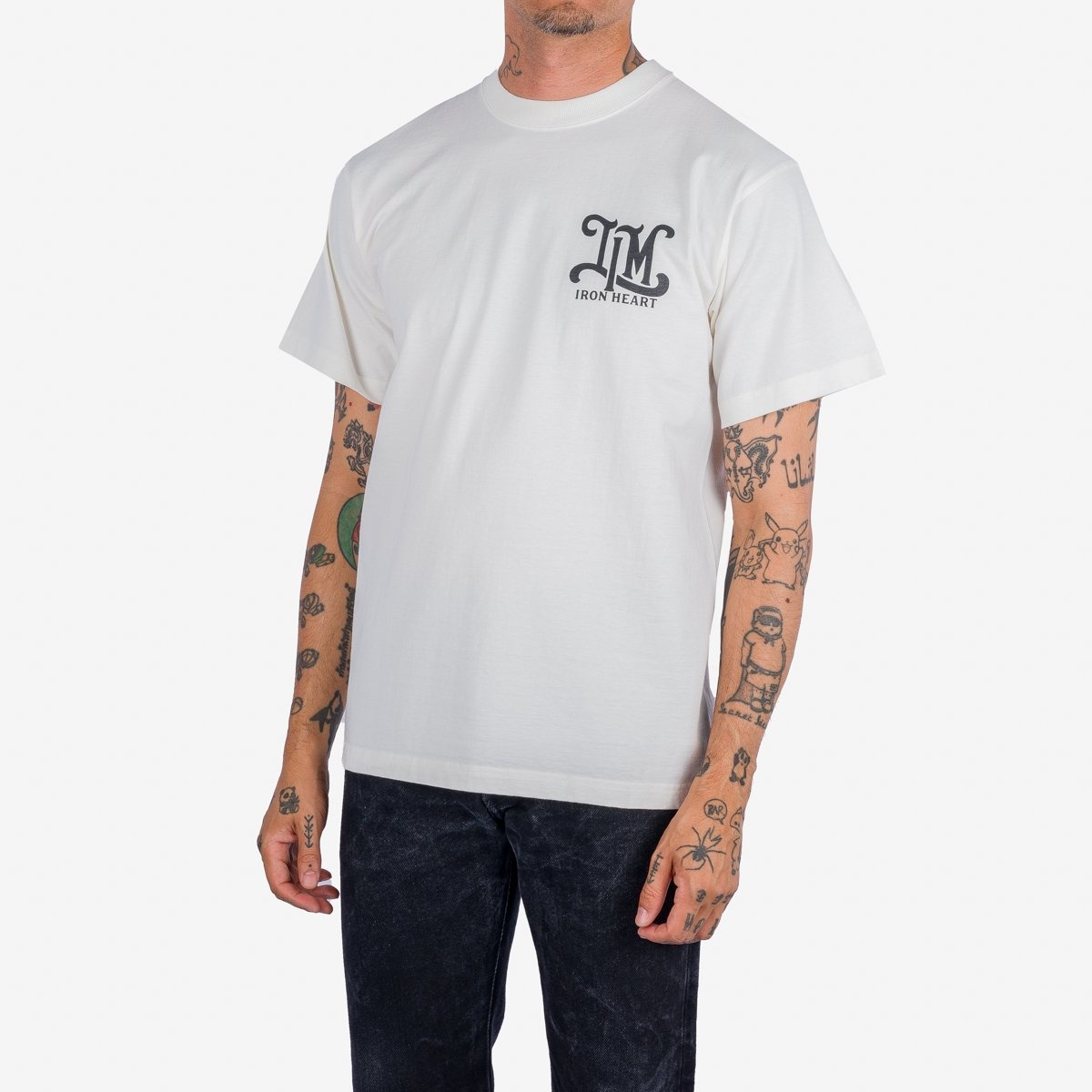 IHT-2407-WHT 7.5oz Printed Loopwheel Crew Neck T-Shirt - White - 2