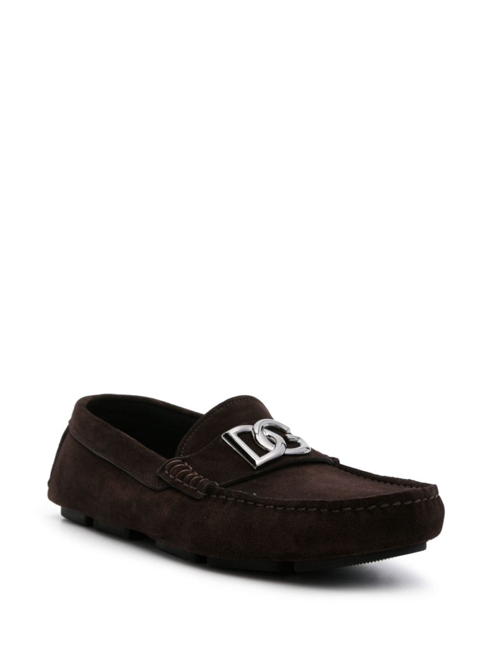 logo-plaque suede loafers - 2