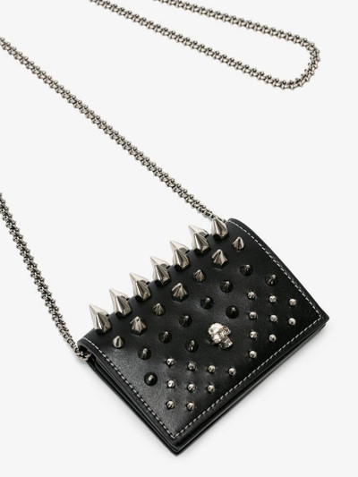 Alexander McQueen Women's Punk Stud Card Holder With Chain in Black outlook