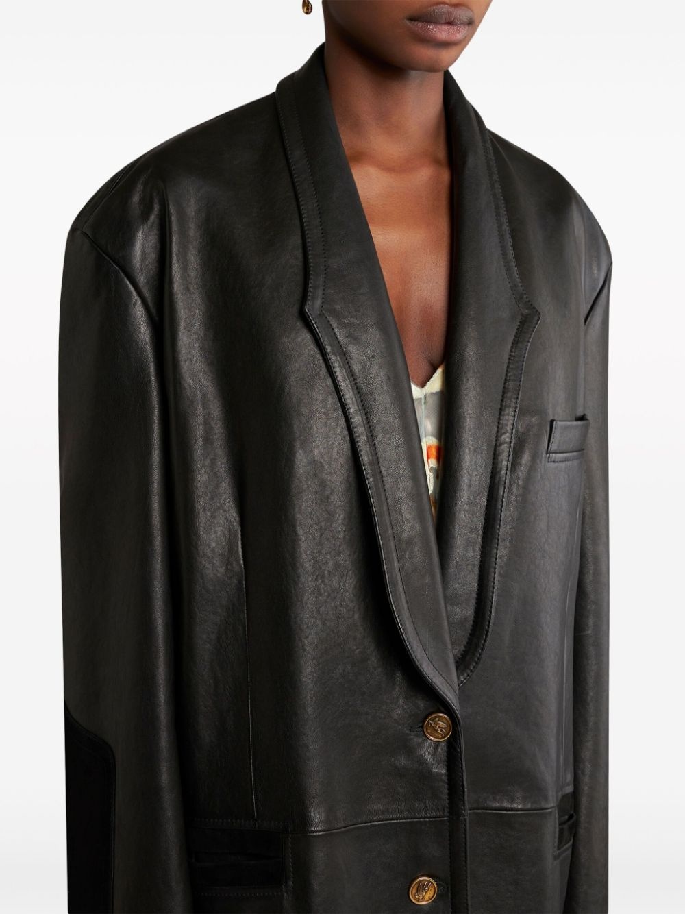 suede-trim leather jacket - 5