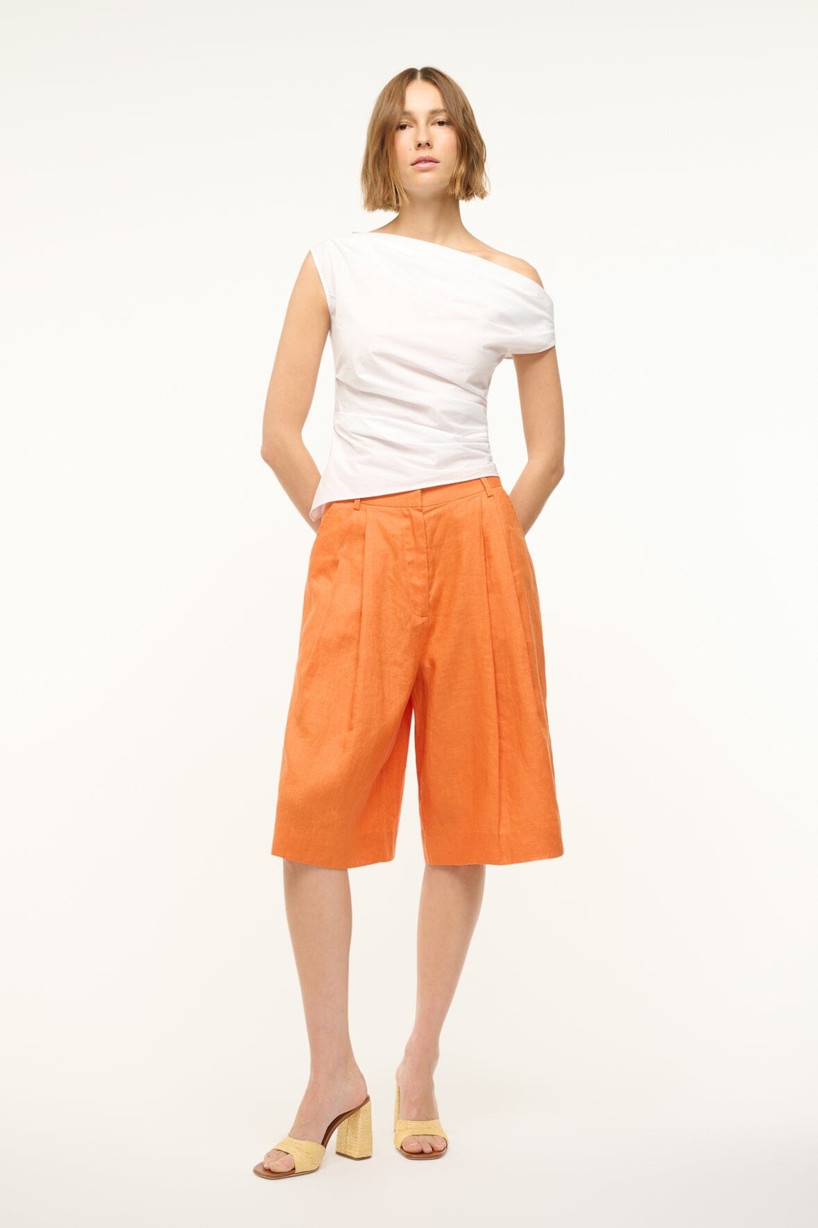 STAUD CRUZ BERMUDA LINEN SHORT APRICOT - 4