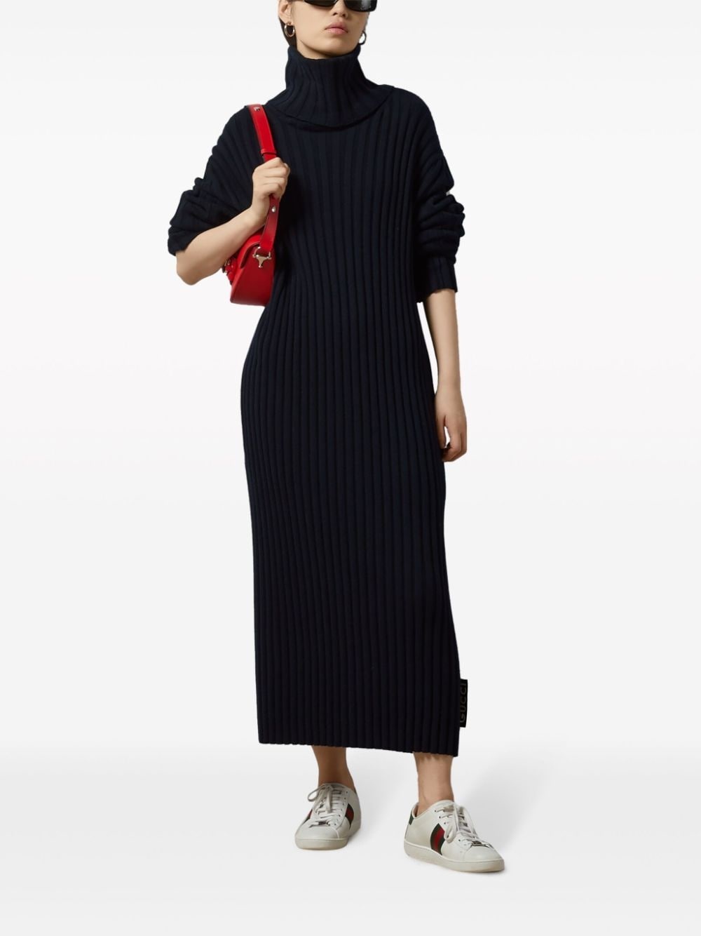 zip-up ribbed-knit dress - 4