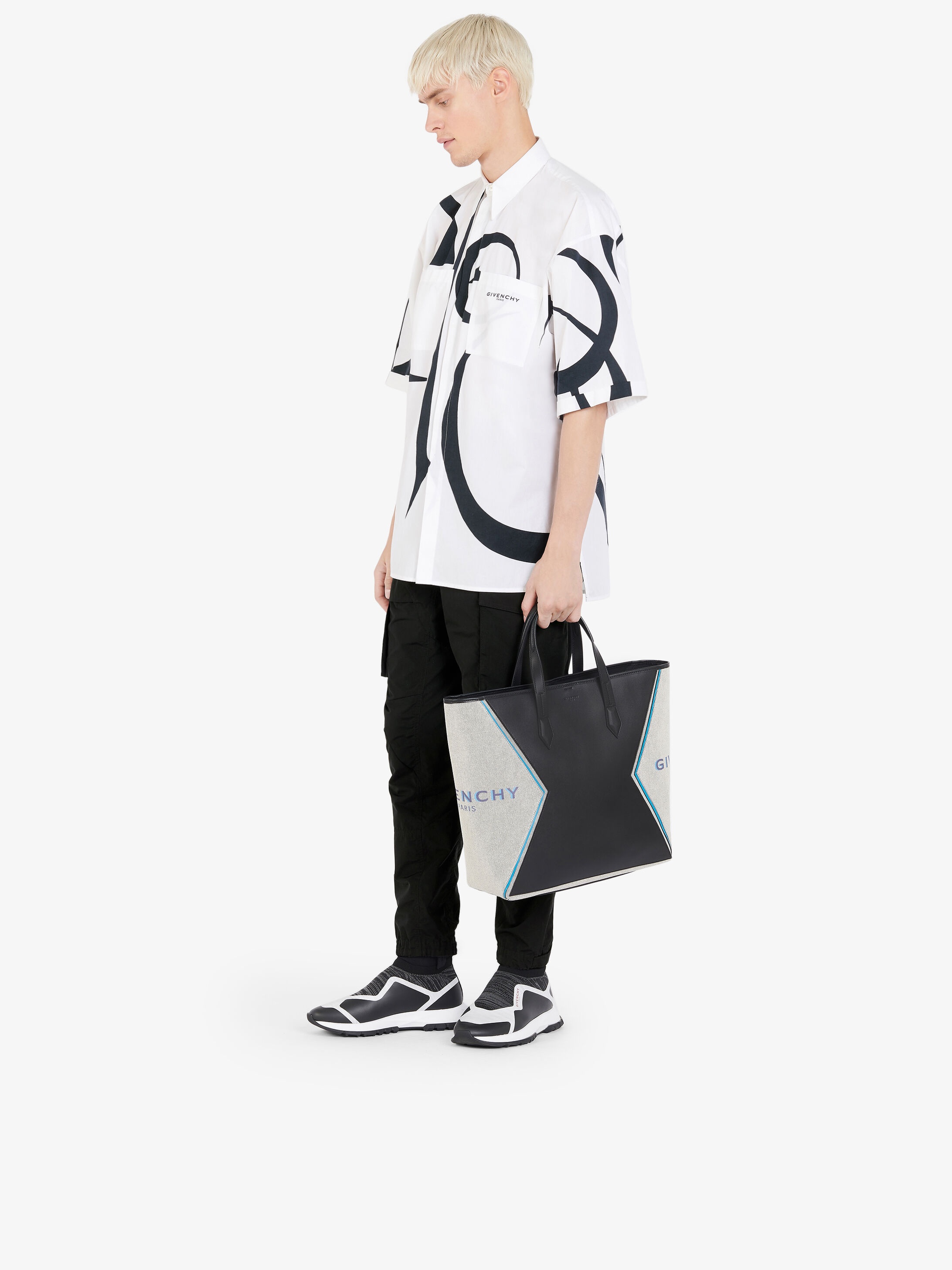 GIVENCHY PARIS Bond shopping bag in leather and canvas 2