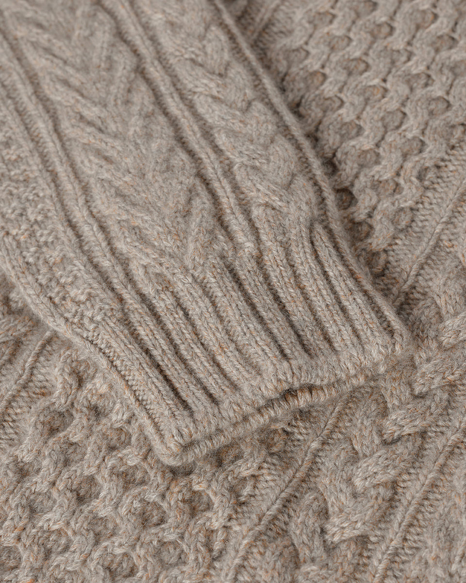 Aran Cable Light Brown Cashmere Jumper - 6
