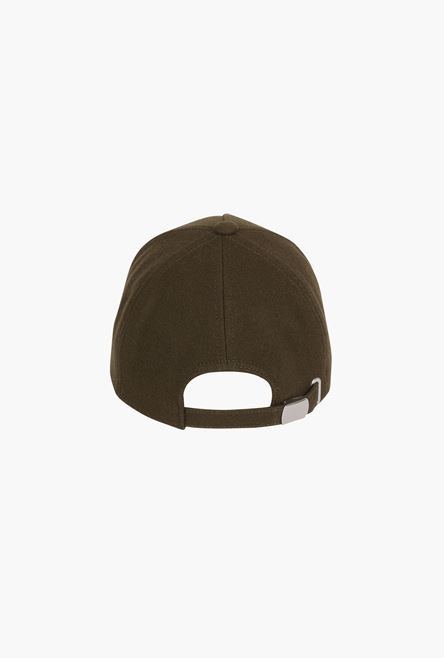 Khaki wool cap with Balmain badge - 3