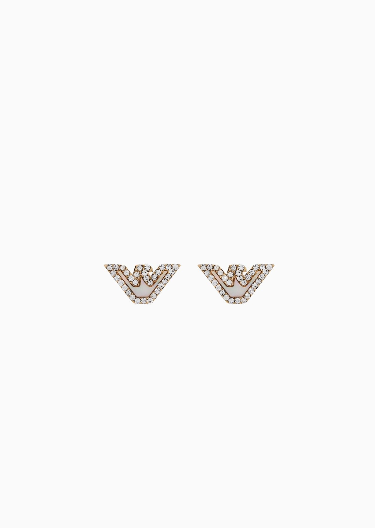 Gold-Tone Stainless Steel Mother Of Pearl Stud Earrings - 1