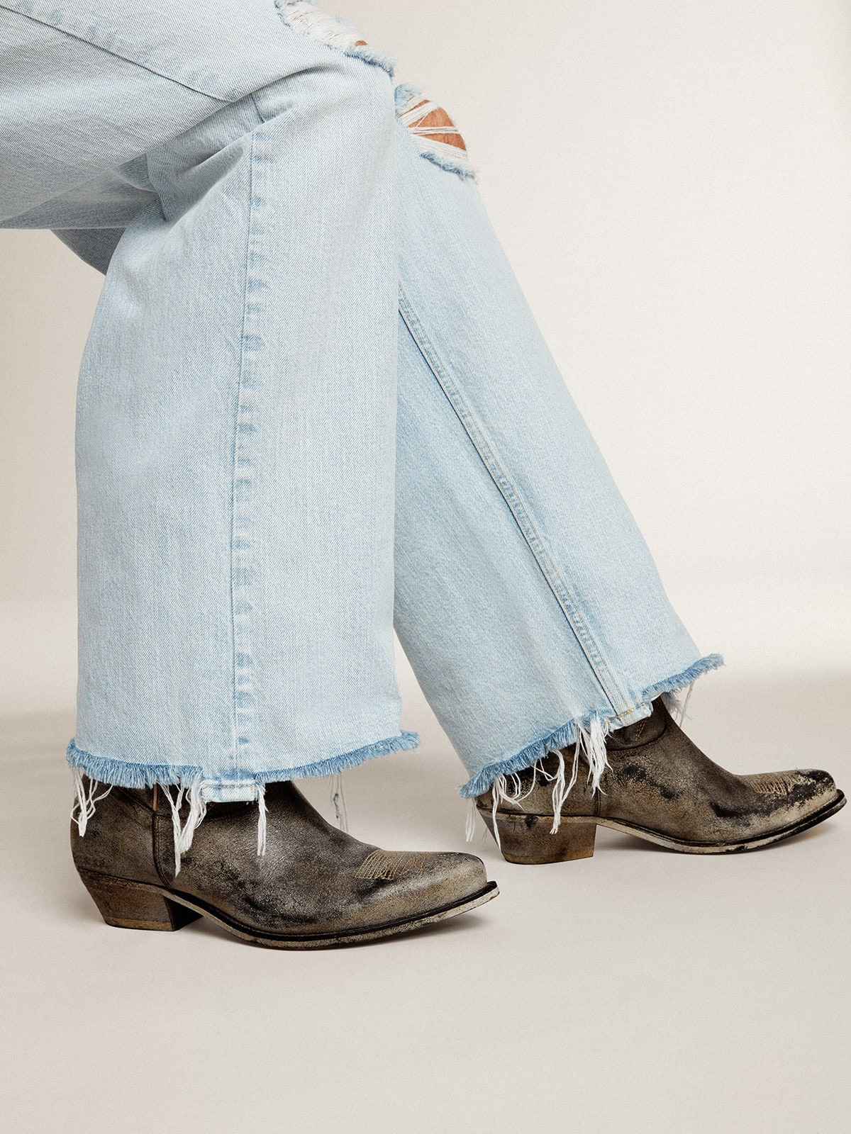 Men’s low Wish Star boots in black leather with silver star - 3