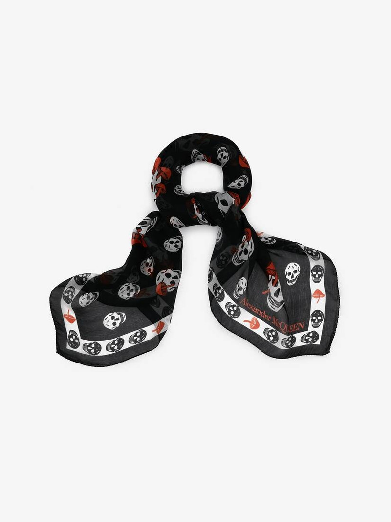 Women's Classic Mushroom Foulard in Black/orange 2
