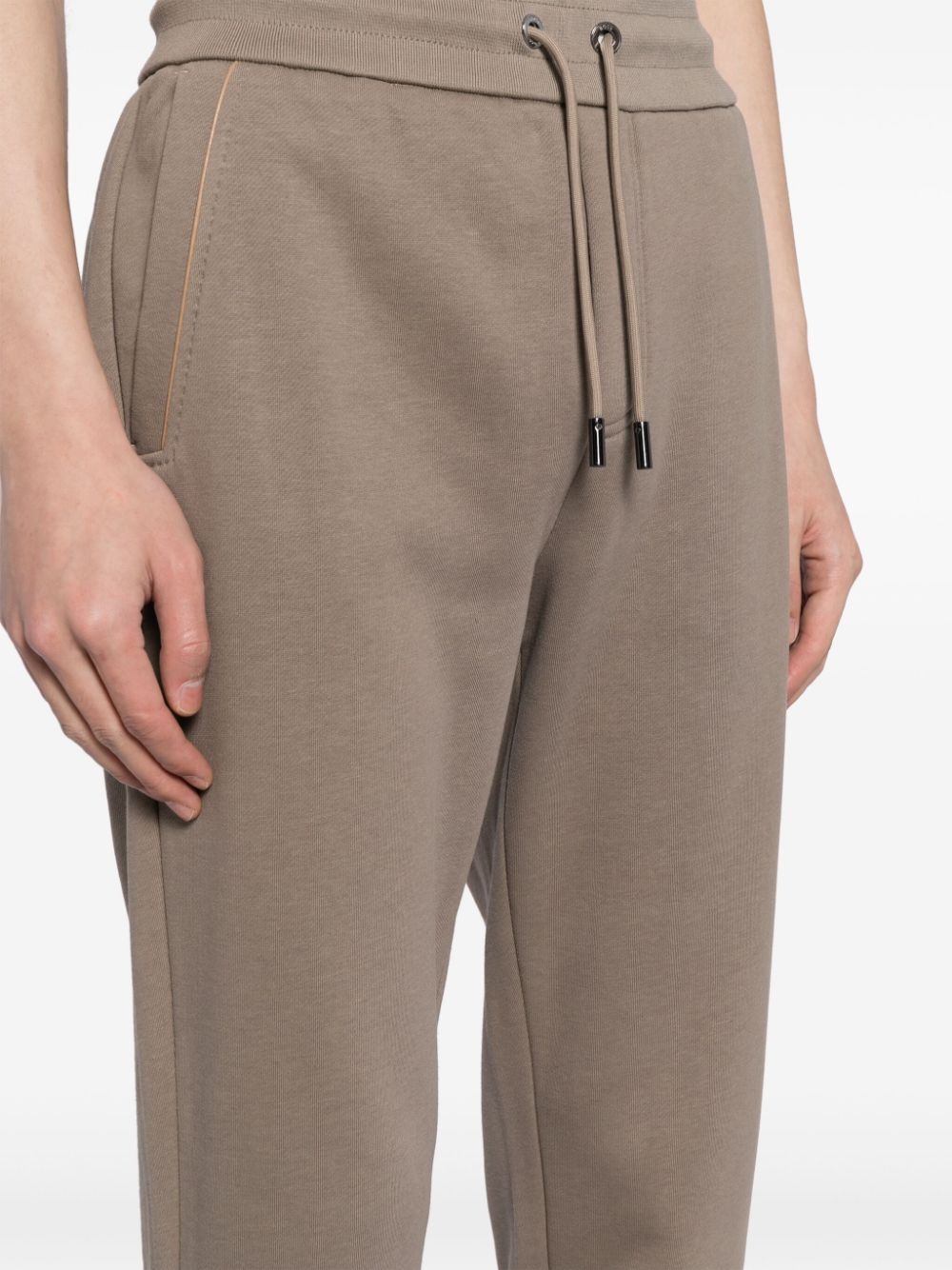 drawstring-waist cotton-blend track pants - 5