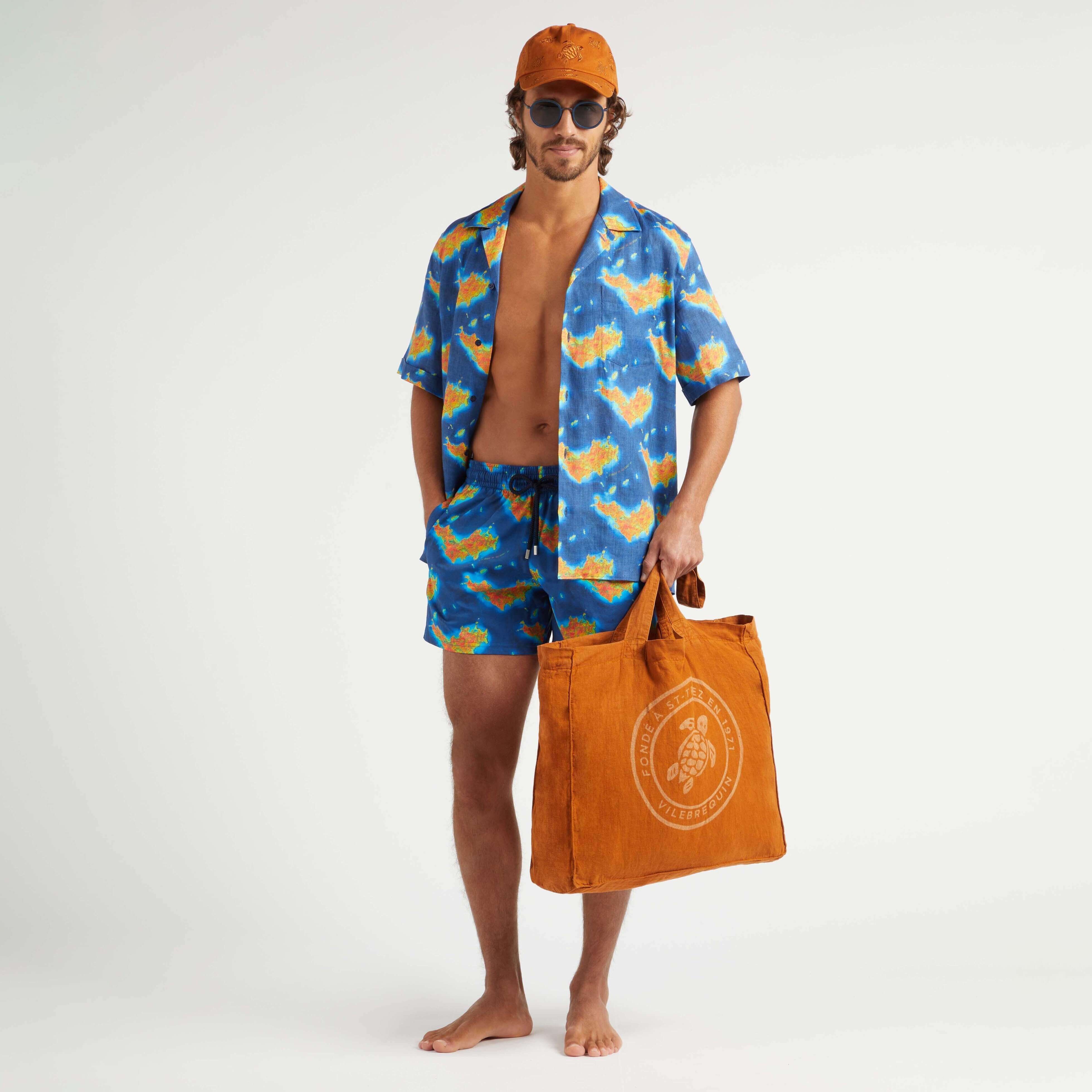 Men Stretch short Swim Trunks Bathemetrie des Oceans St Barth - 5