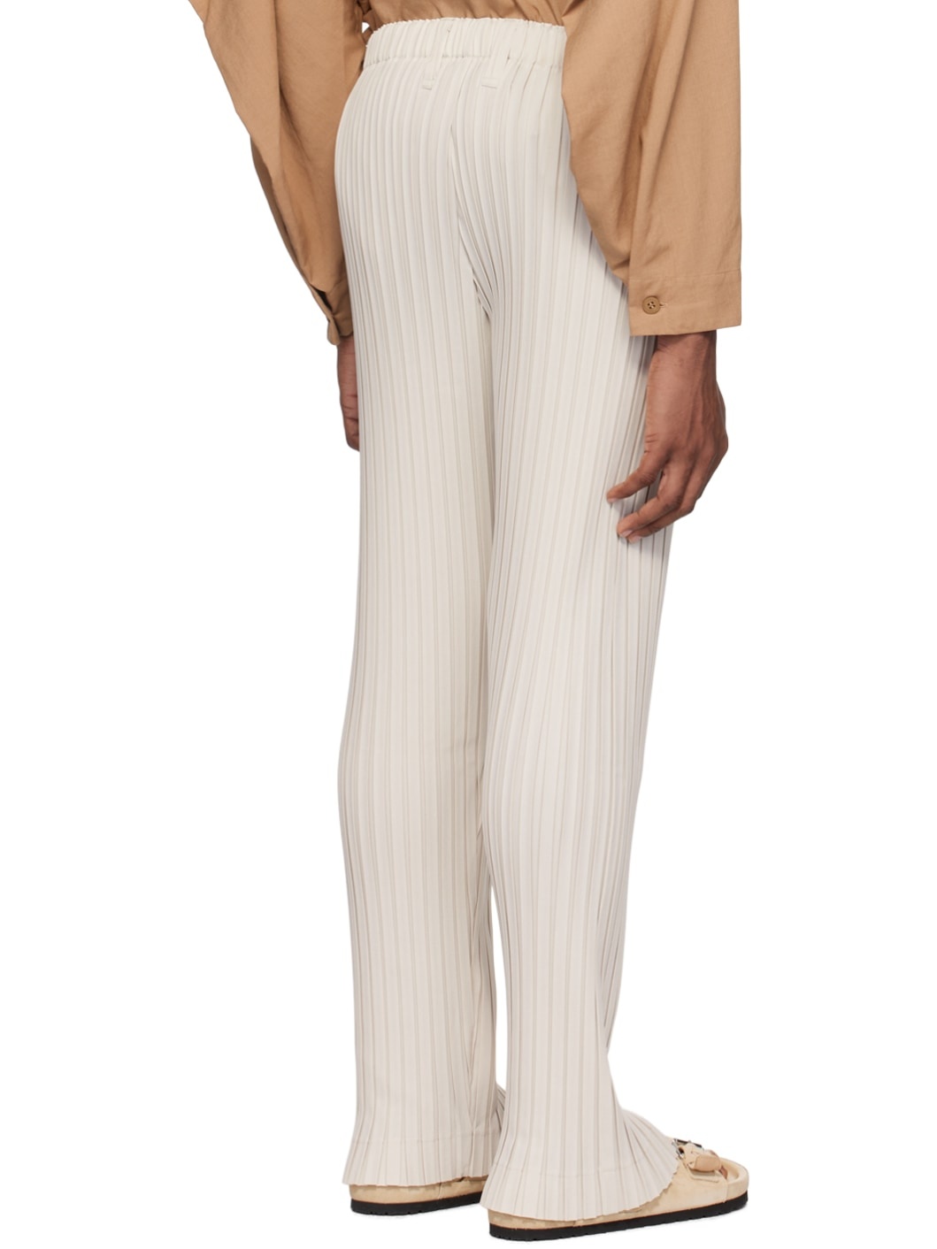 Beige Box Pleats Ensemble Trousers - 3