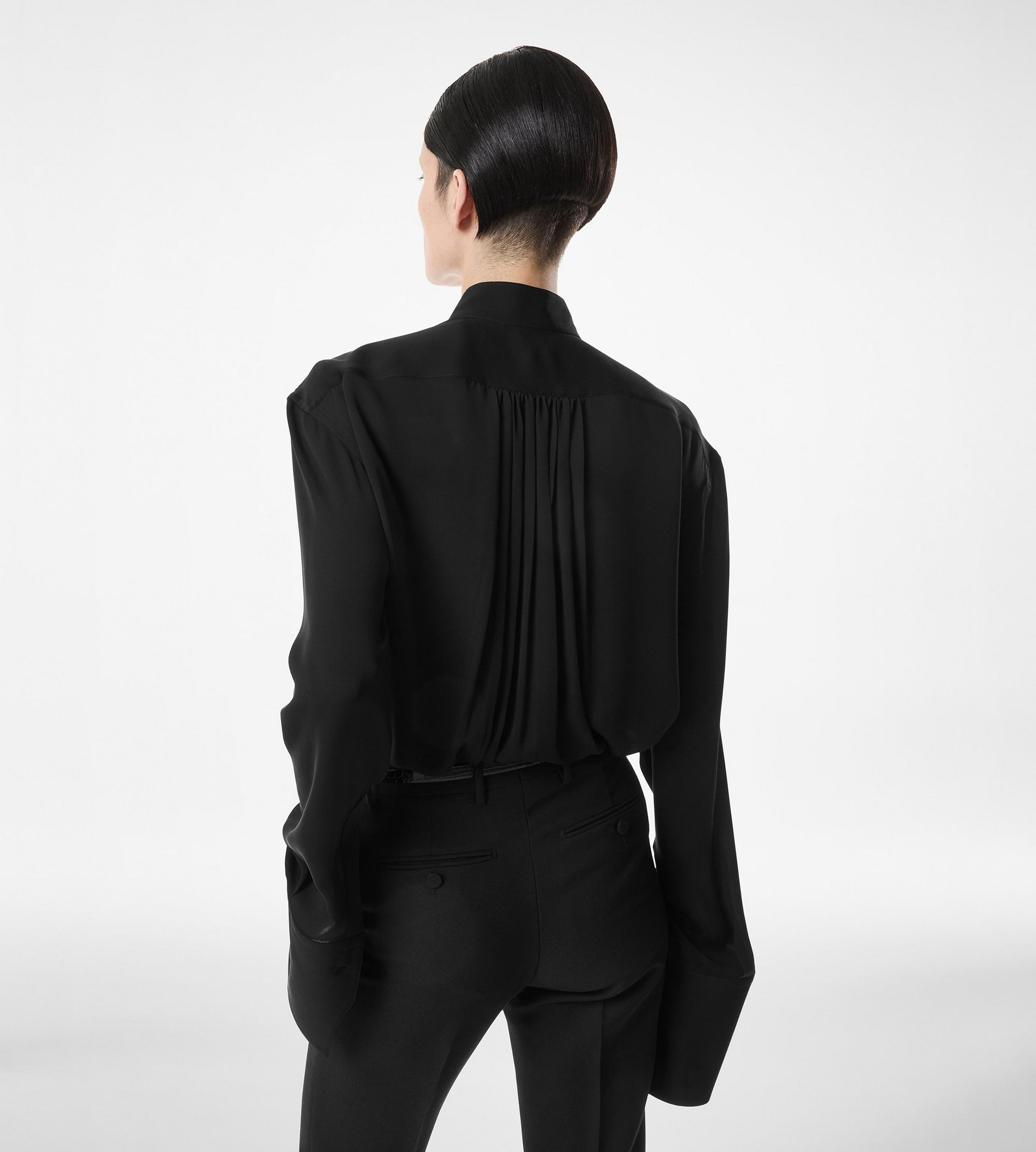 WASHED SILK GEORGETTE LONG SLEEVE BLOUSE - 5