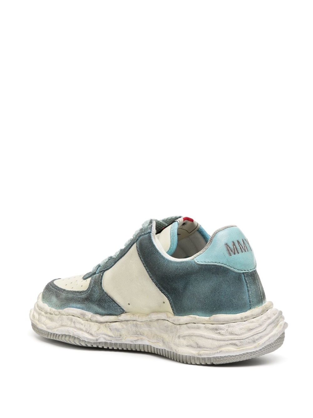 Wayne distressed-effect low-top leather sneakers - 3