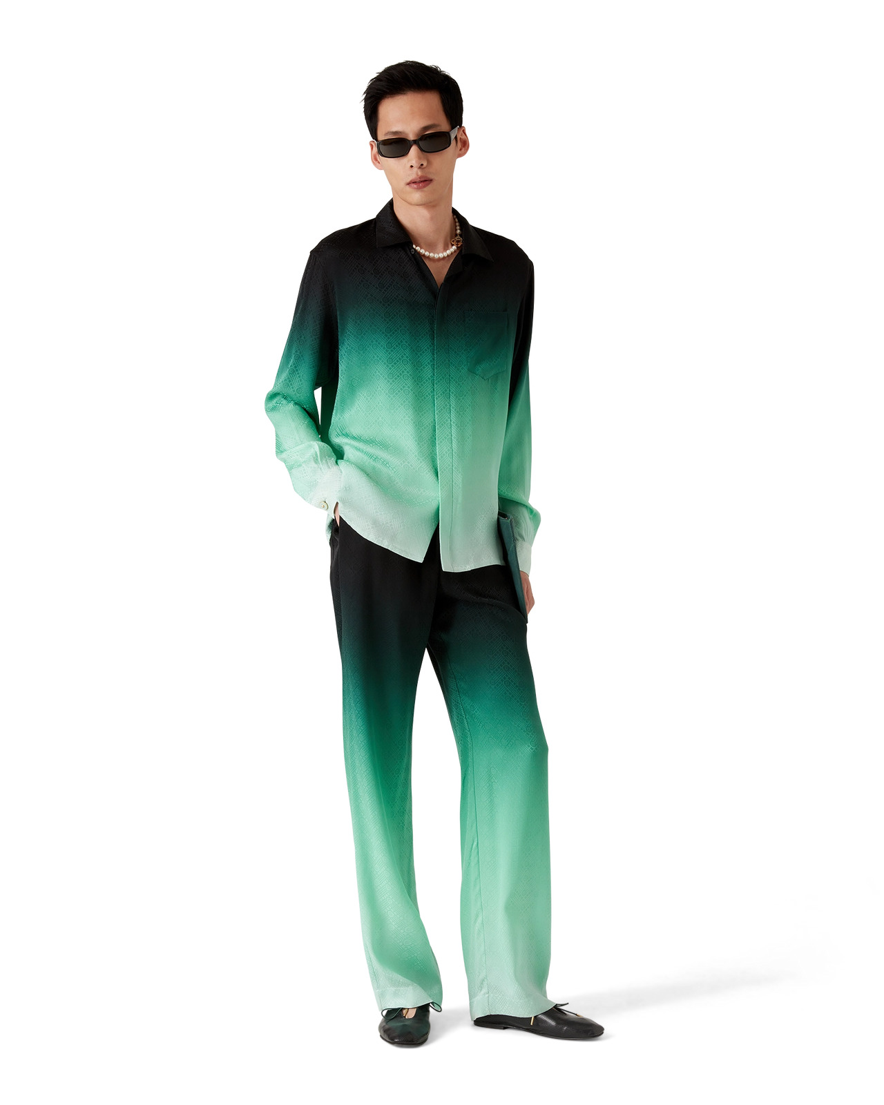Gradient Ping Pong Jacquard Silk Shirt - 3
