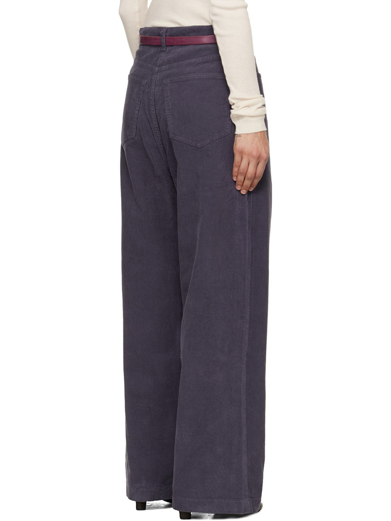 Purple Washed Corduroy Wide-Leg Trousers 3
