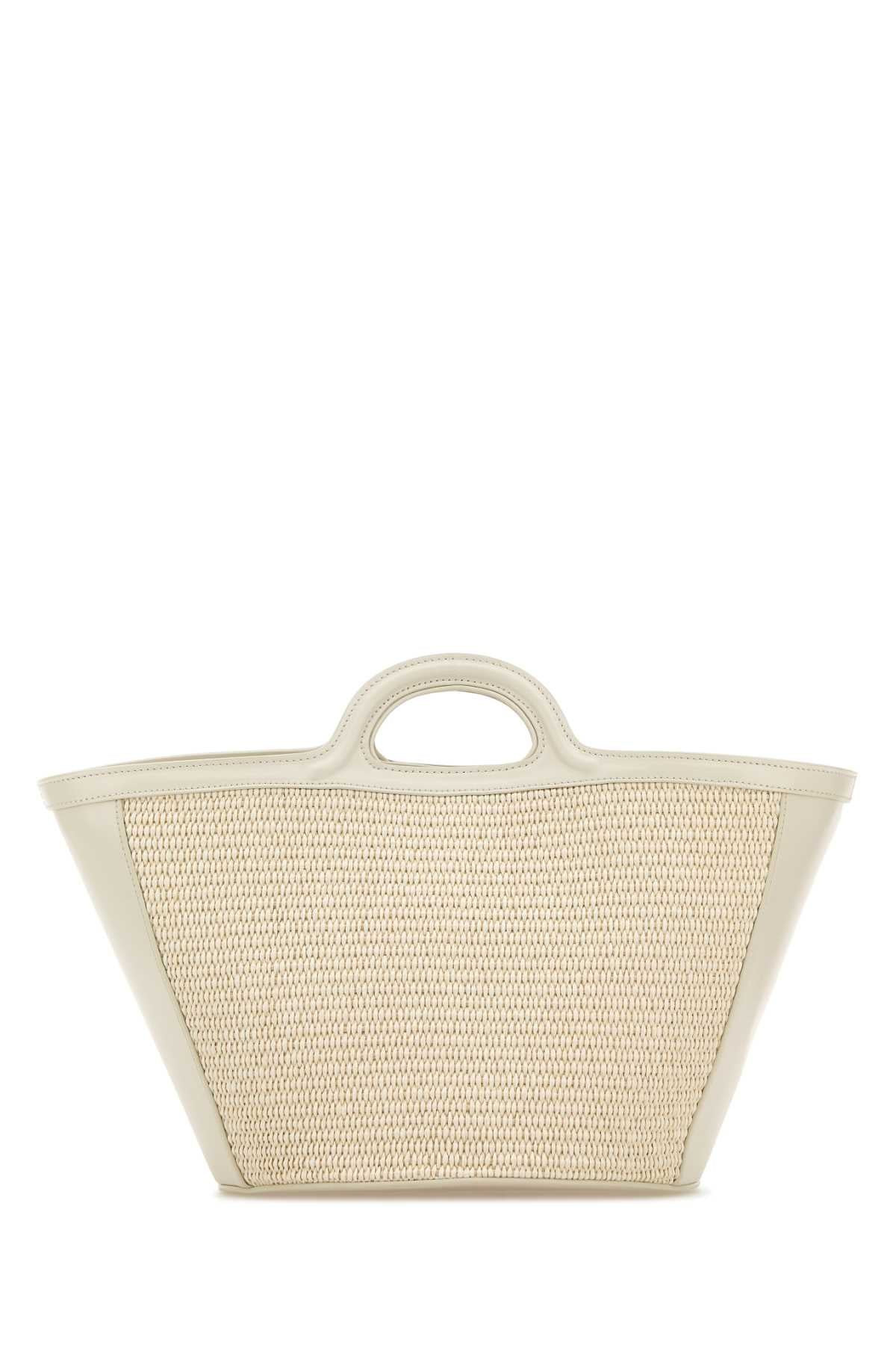 Marni Women White Leather And Raffia Small Tropicalia Summer Handbag - 3